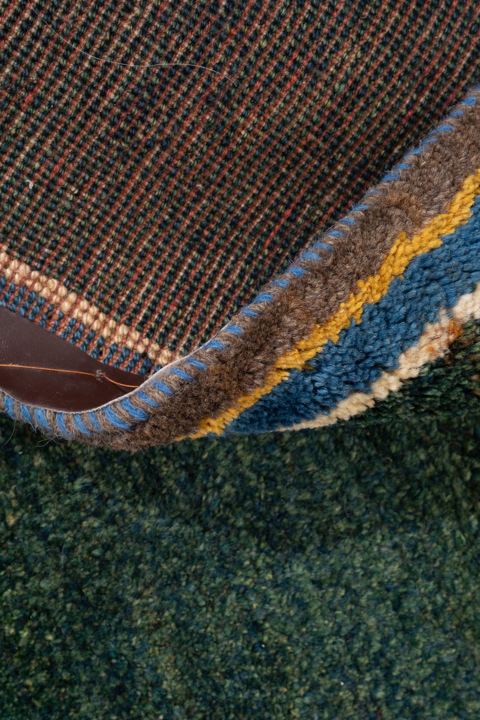 Vintage Qashqai Green fields Persian Gabbeh Rug