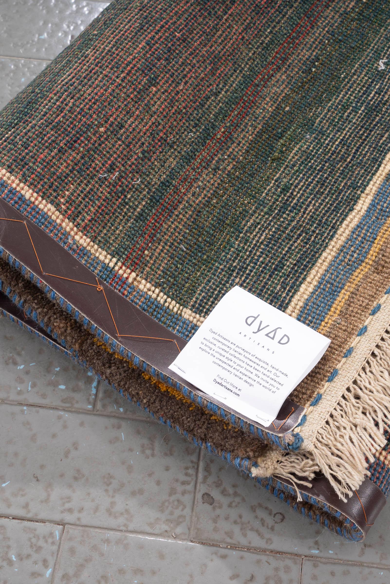 Vintage Qashqai Green fields Persian Gabbeh Rug
