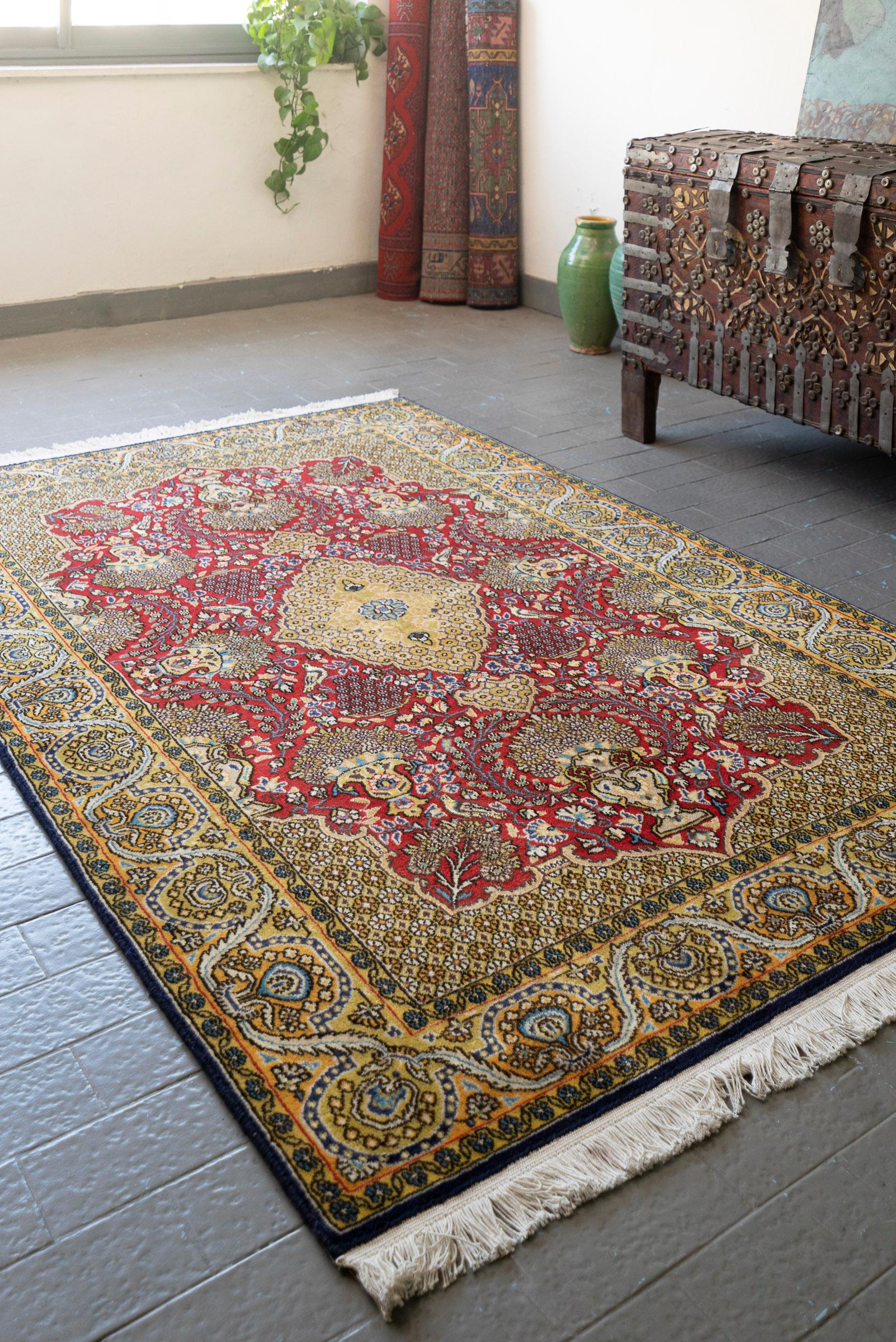 Vintage Qom Fine Khooshei Persian Rug