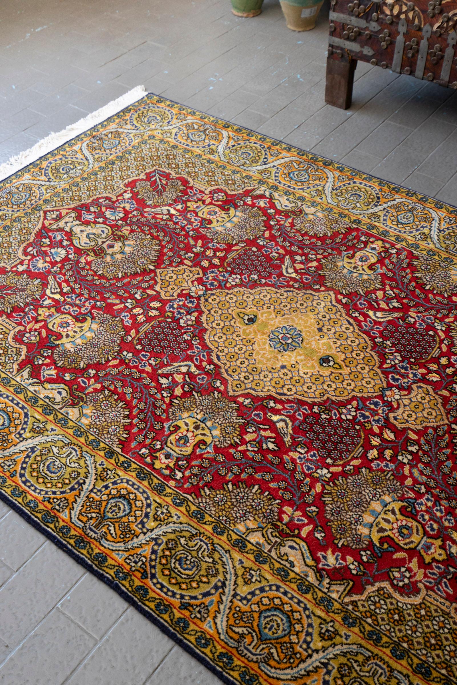 Vintage Qom Fine Khooshei Persian Rug