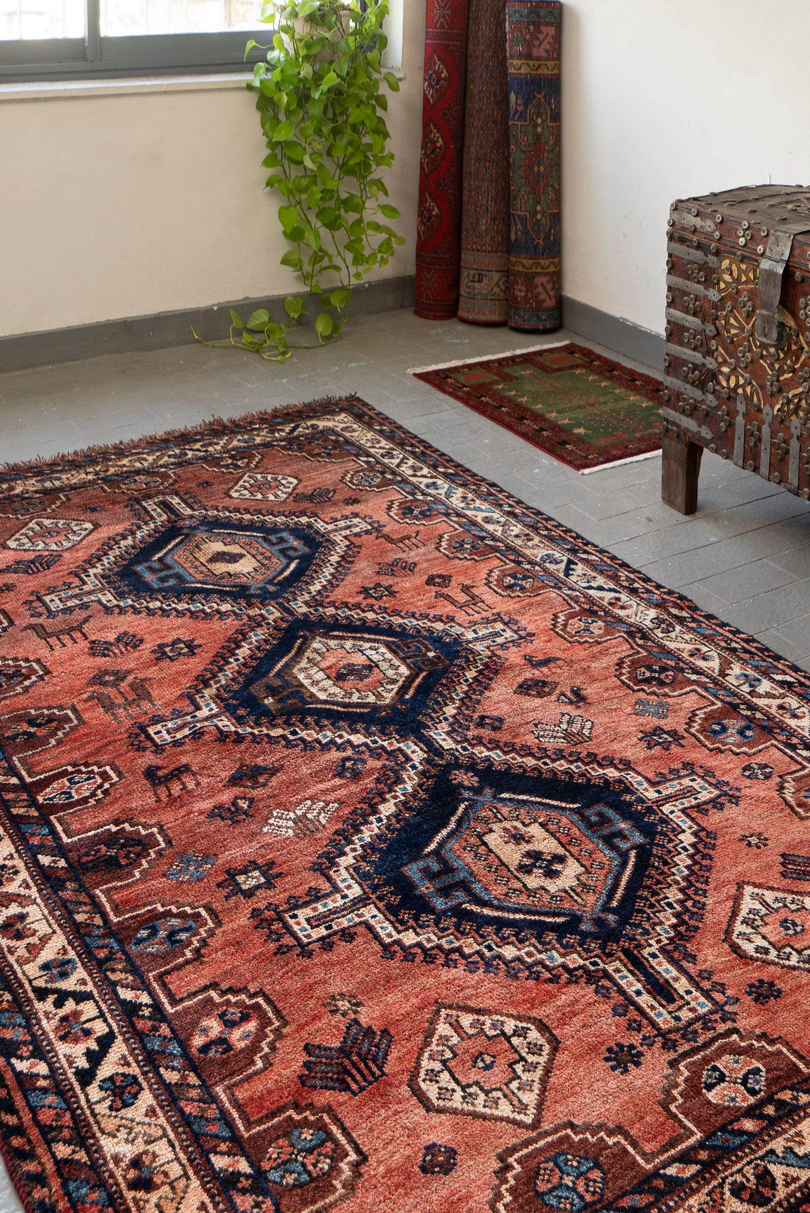 Antique Qashqai ‘Herding Dreams’ Amaleh Persian Rug, c. 1930s