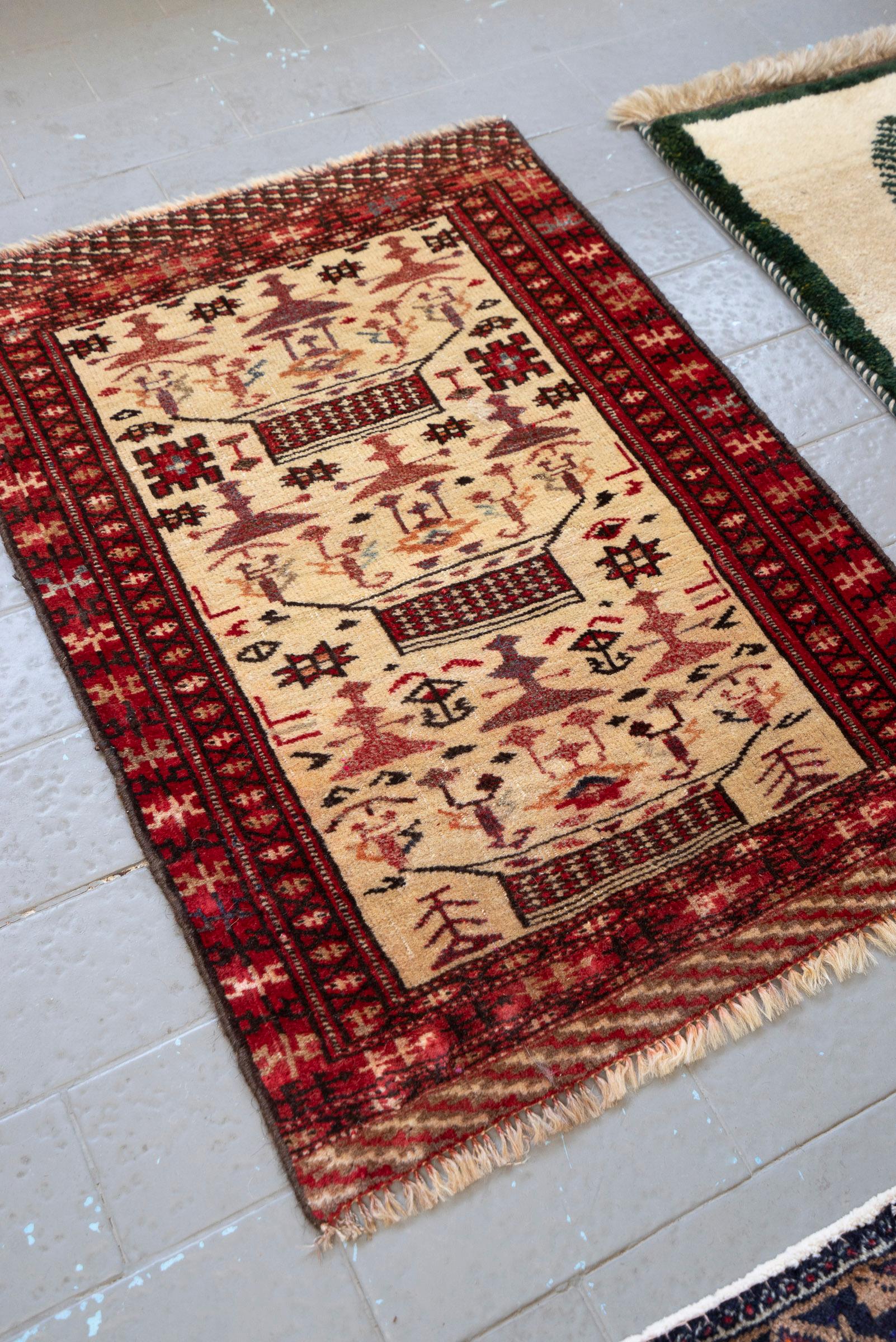 Antique Fine Torkaman Persian Poshti Rug