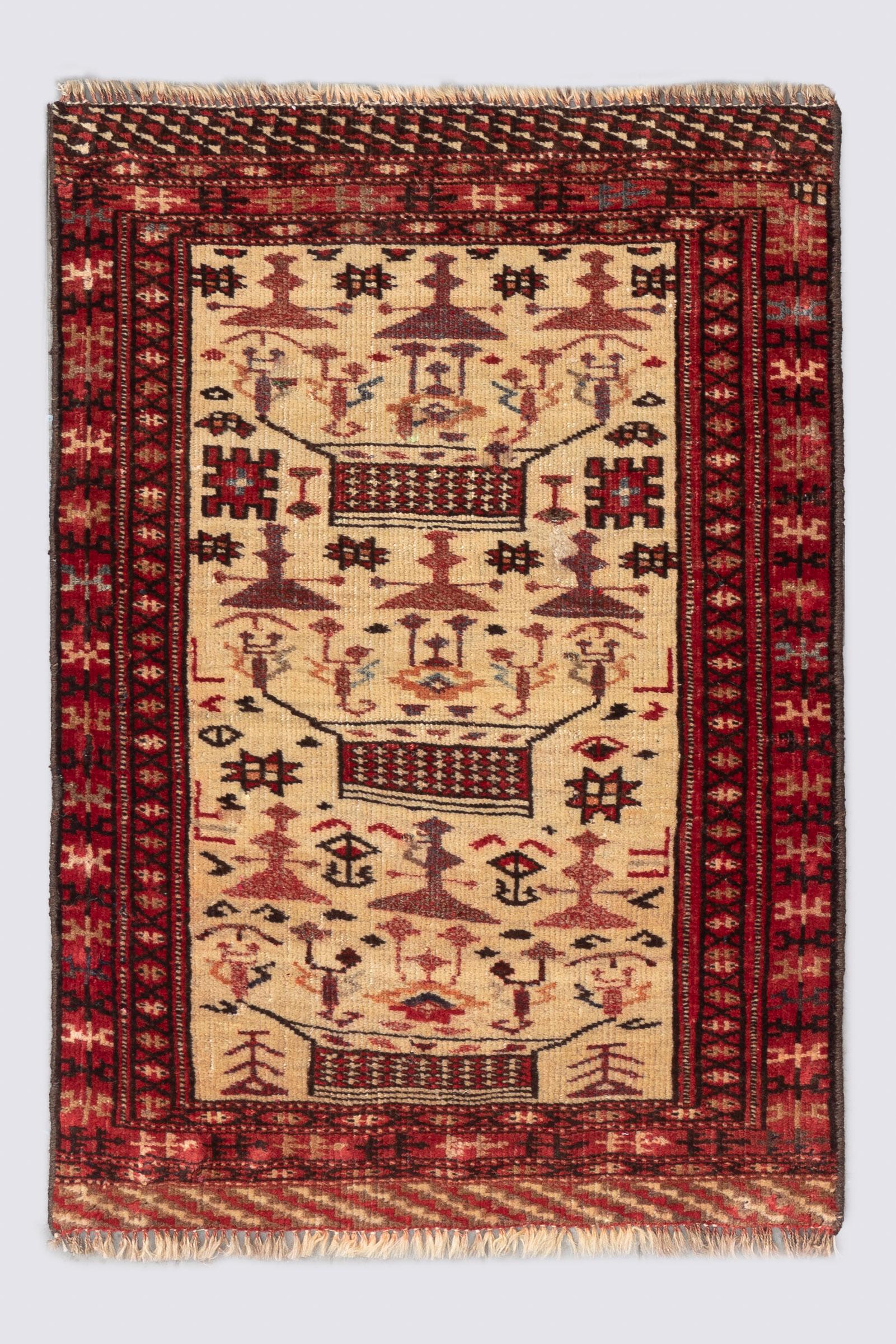Antique Fine Torkaman Persian Poshti Rug
