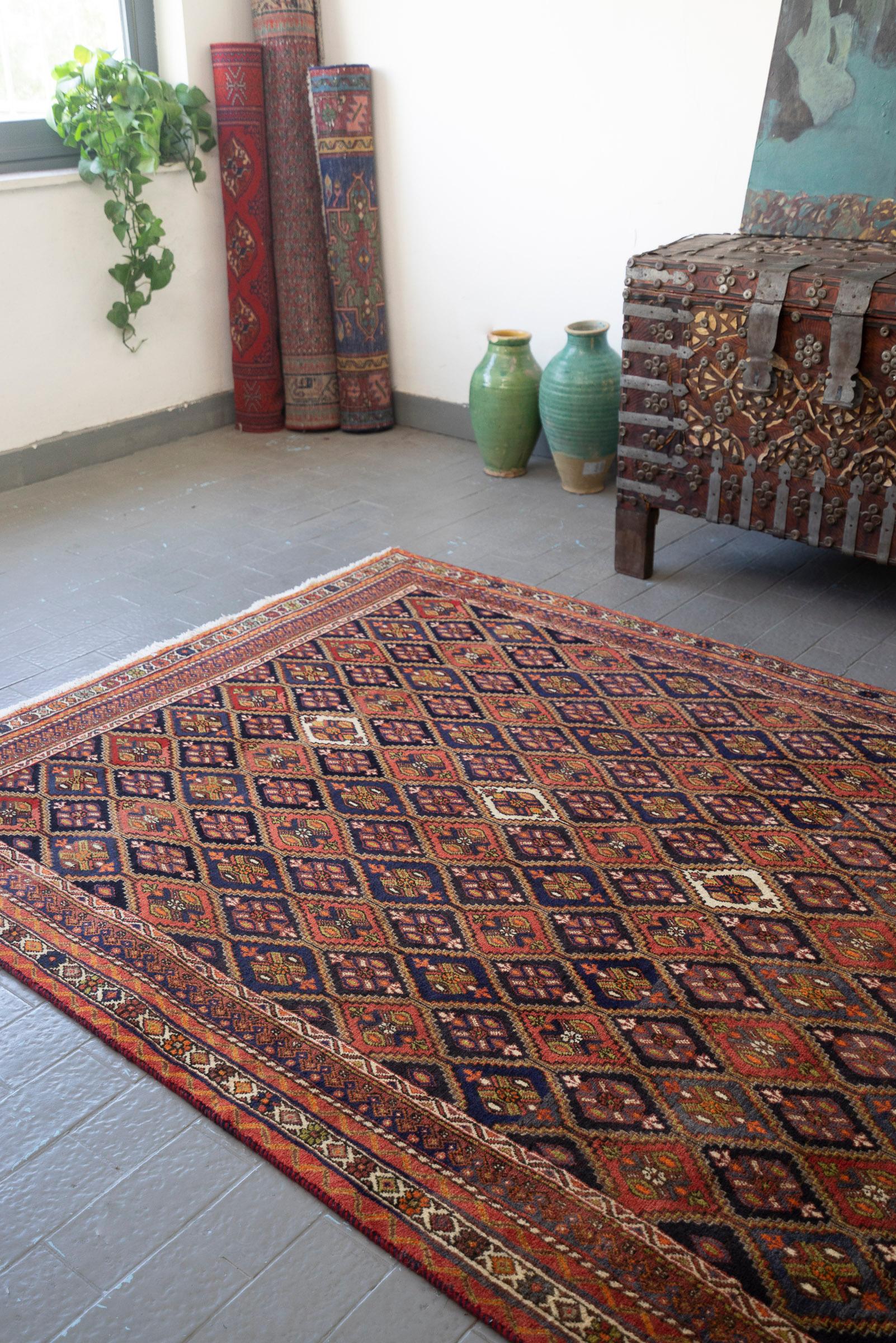 Vintage Afshar Bandi Persian Rug