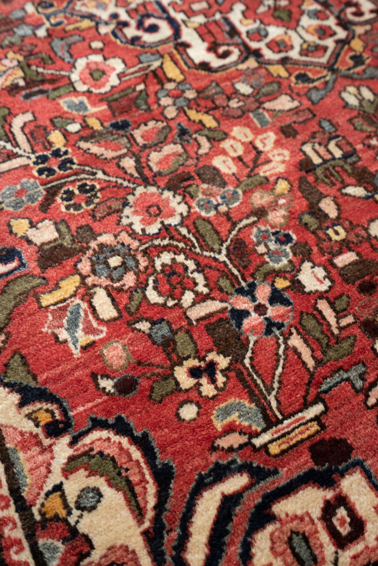 Vintage Hamadan Bocharlu Fine Lachak Toranj Persian Rug