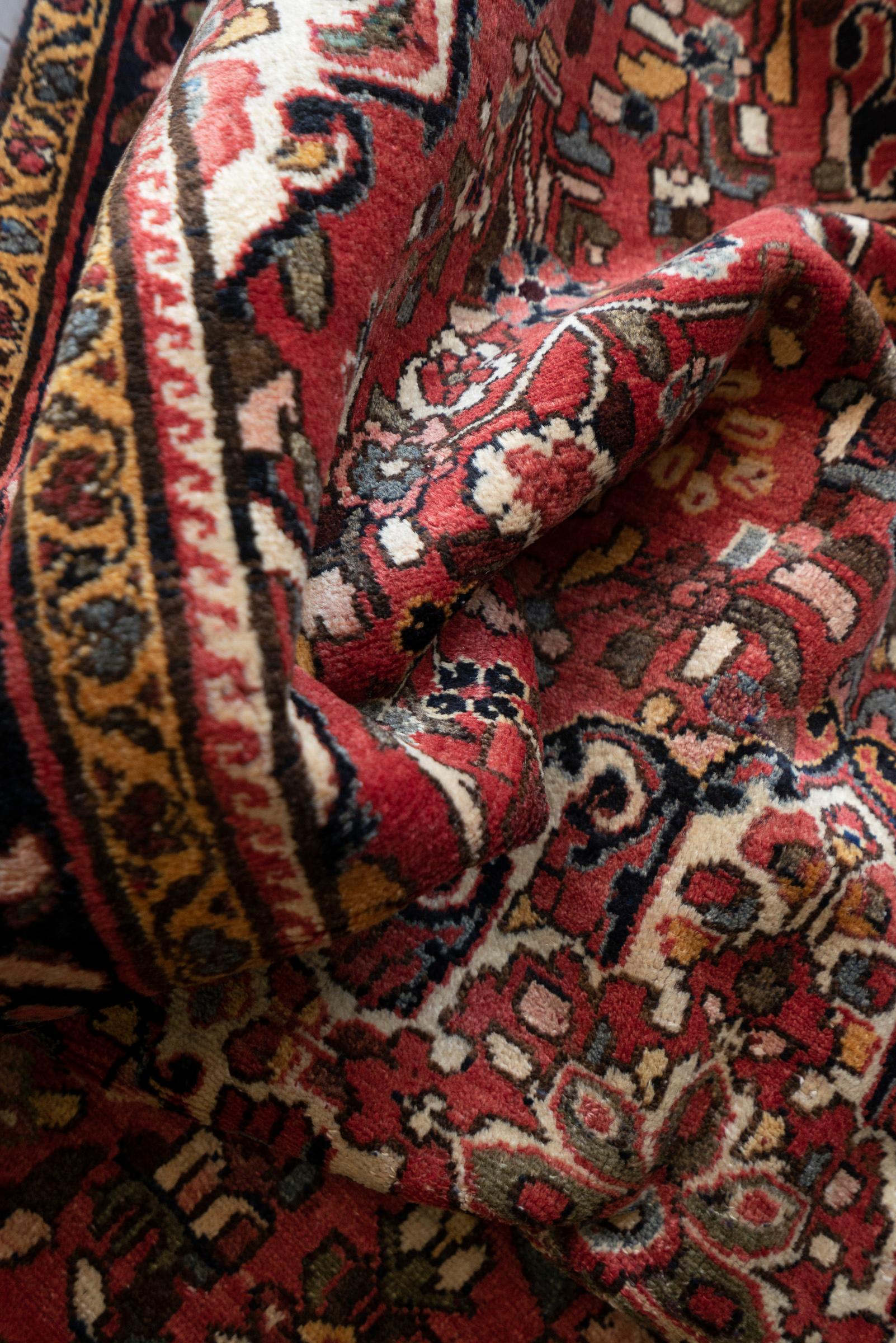Vintage Hamadan Bocharlu Fine Lachak Toranj Persian Rug