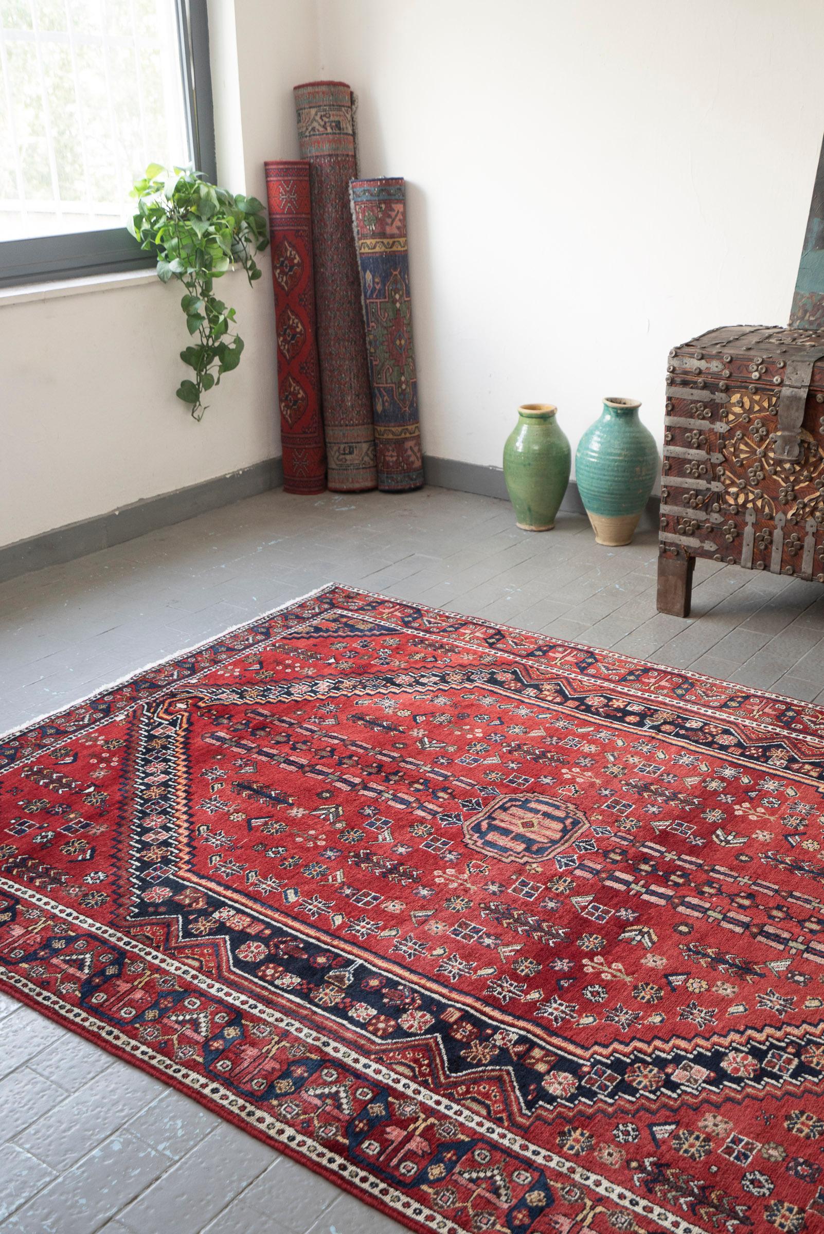Antique Afshar Shahr e Babak Fine Yek Kale Persian Rug