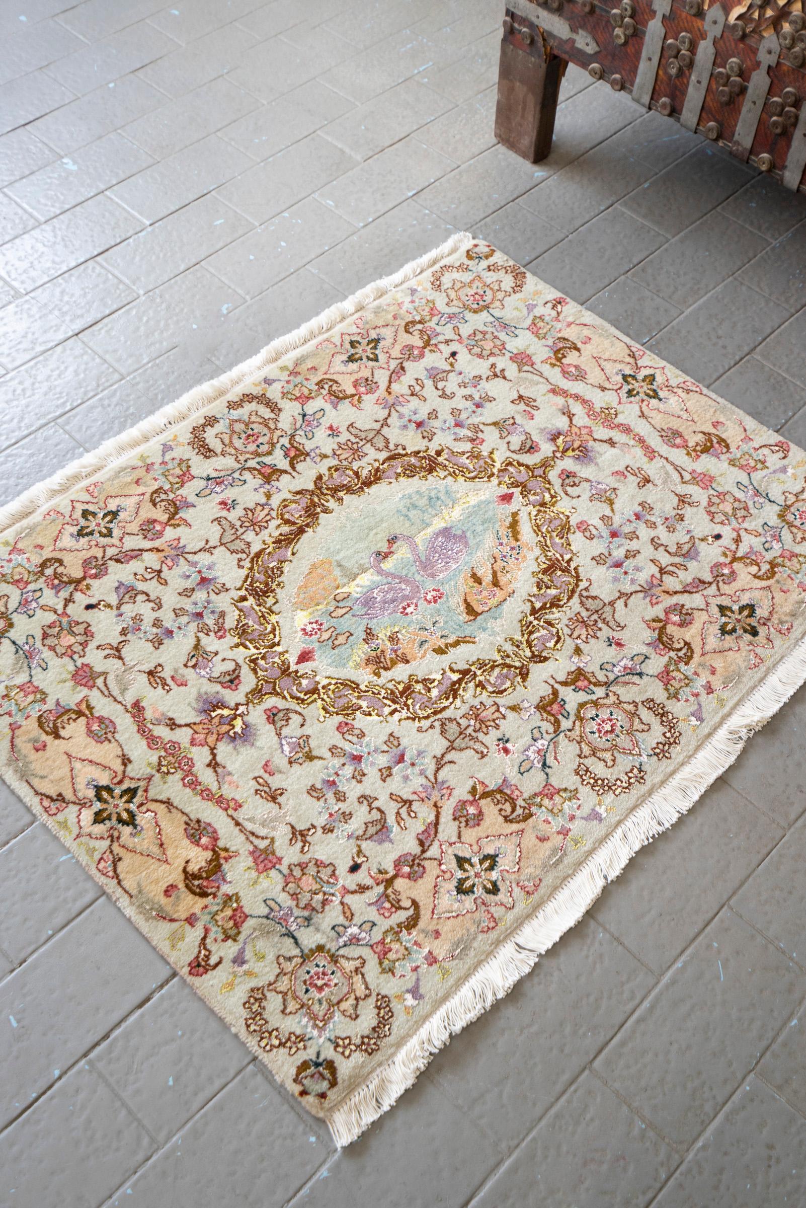 Fine Tabriz Swans Persian Rug