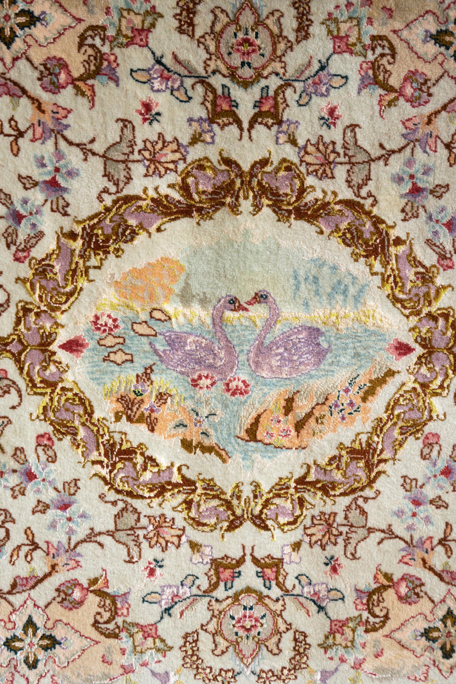 Fine Tabriz Swans Persian Rug
