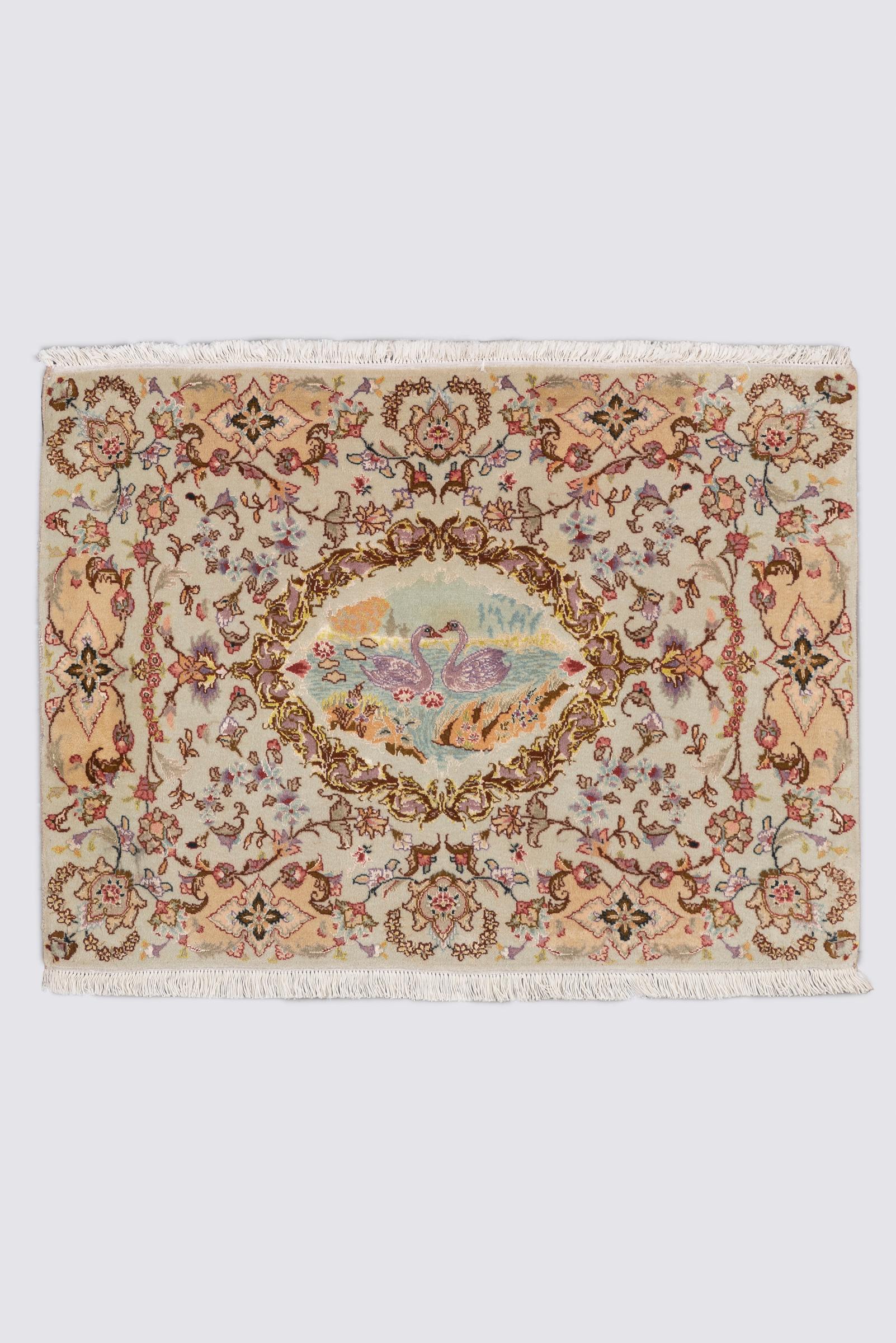 Fine Tabriz Swans Persian Rug