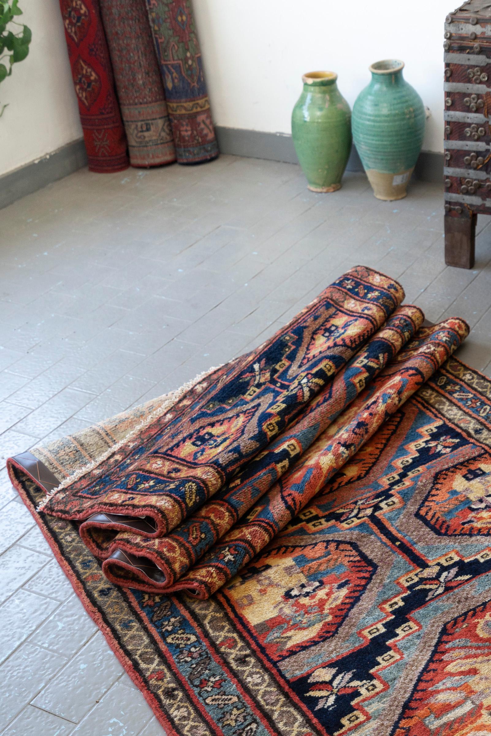 Antique Zanjan GolFarang Persian Runner Rug