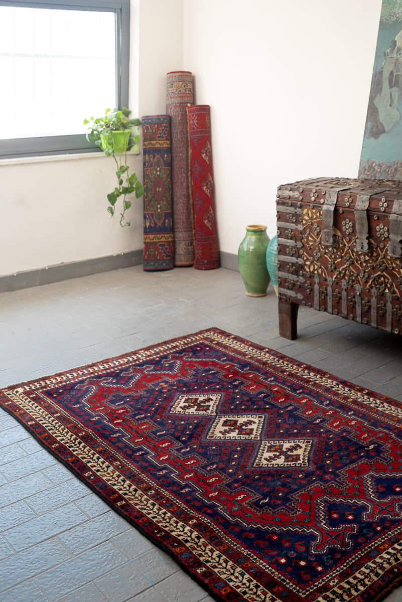 Antique Afshar SeKale Persian Rug Baft Region, c. 1910–1930