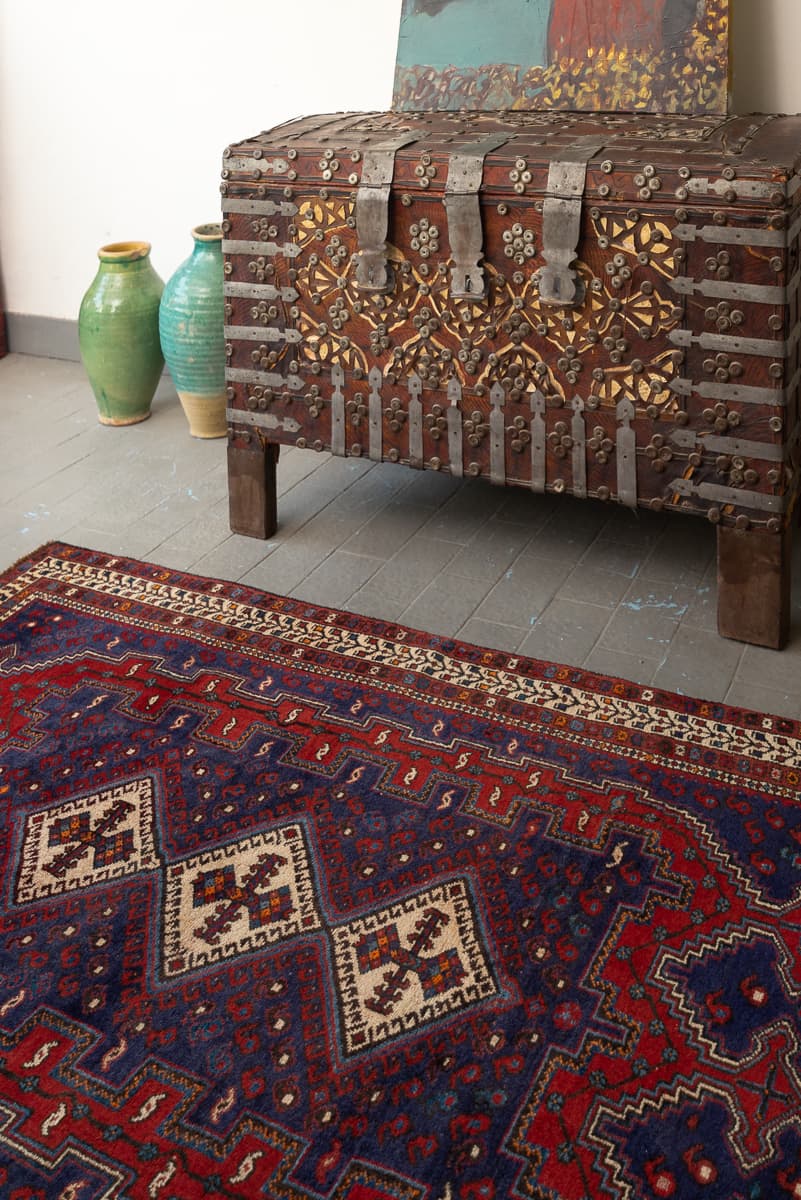 Antique Afshar SeKale Persian Rug Baft Region, c. 1910–1930