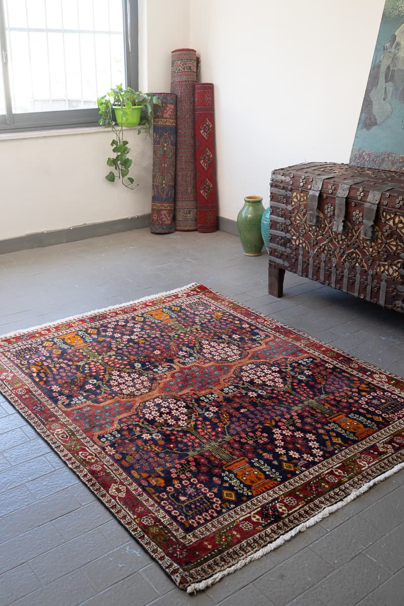 Antique Fine Afshar Shahr e Babak Vases Persian Rug
