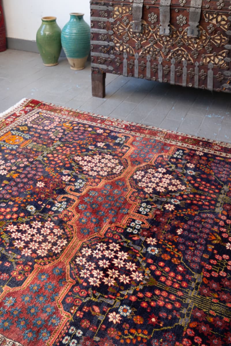 Antique Fine Afshar Shahr e Babak Vases Persian Rug