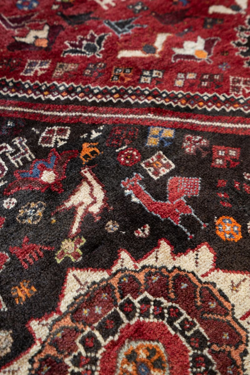 Qashqai ShishBoluki Tribal Persian Rug Flora and Fauna, c. 1955–1965