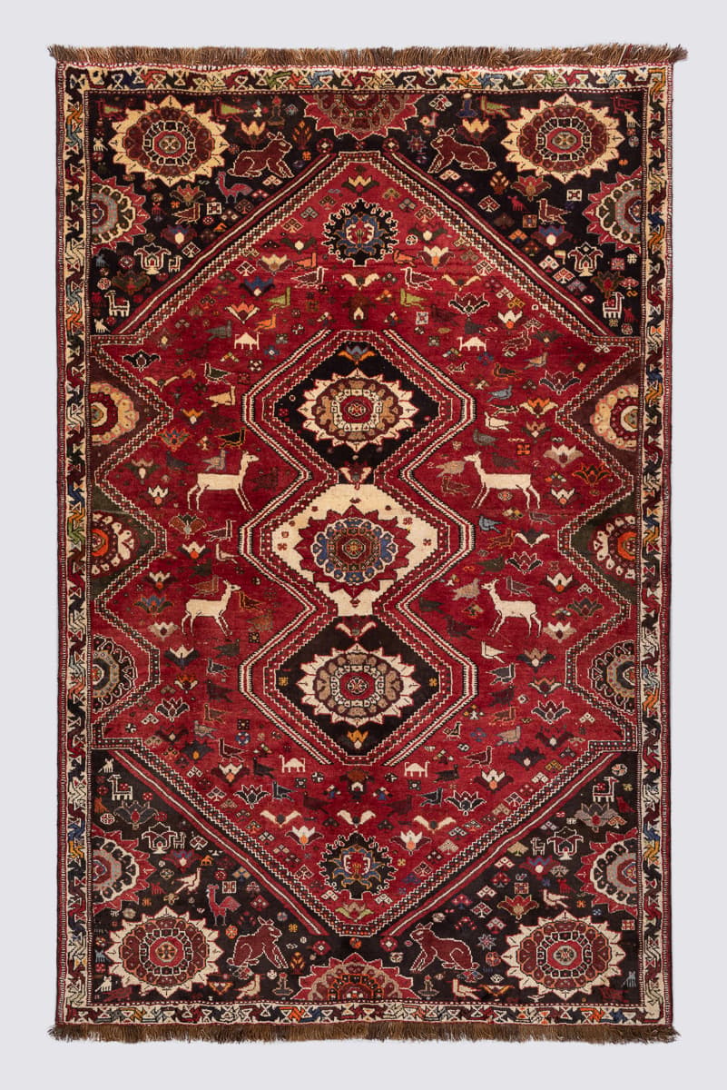 Qashqai ShishBoluki Tribal Rug Flora and Fauna c.1955–1965 265*171CM