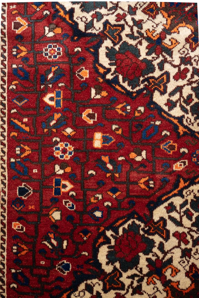 Bakhtiari Hinegun Persian Rug Twin Diamond Medallion, c. 1950s–60s