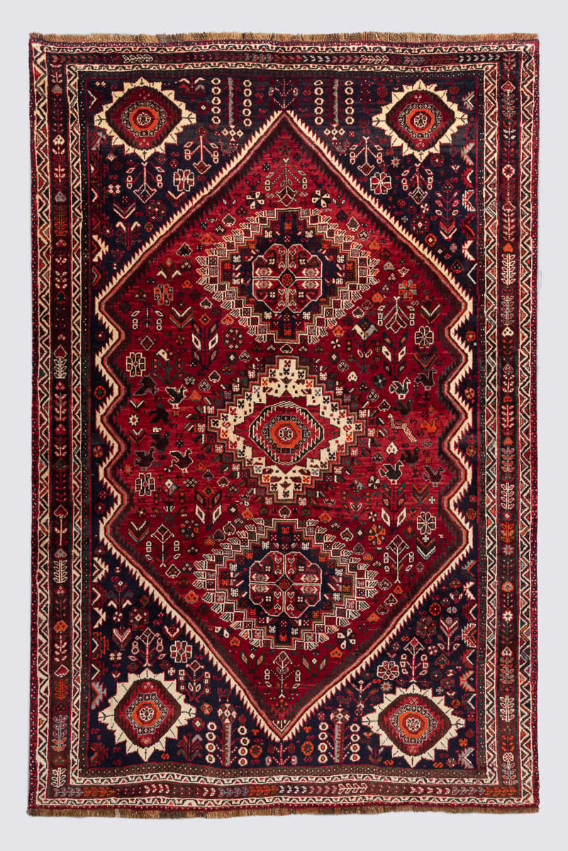 Red Qashqai Kashkuli rug