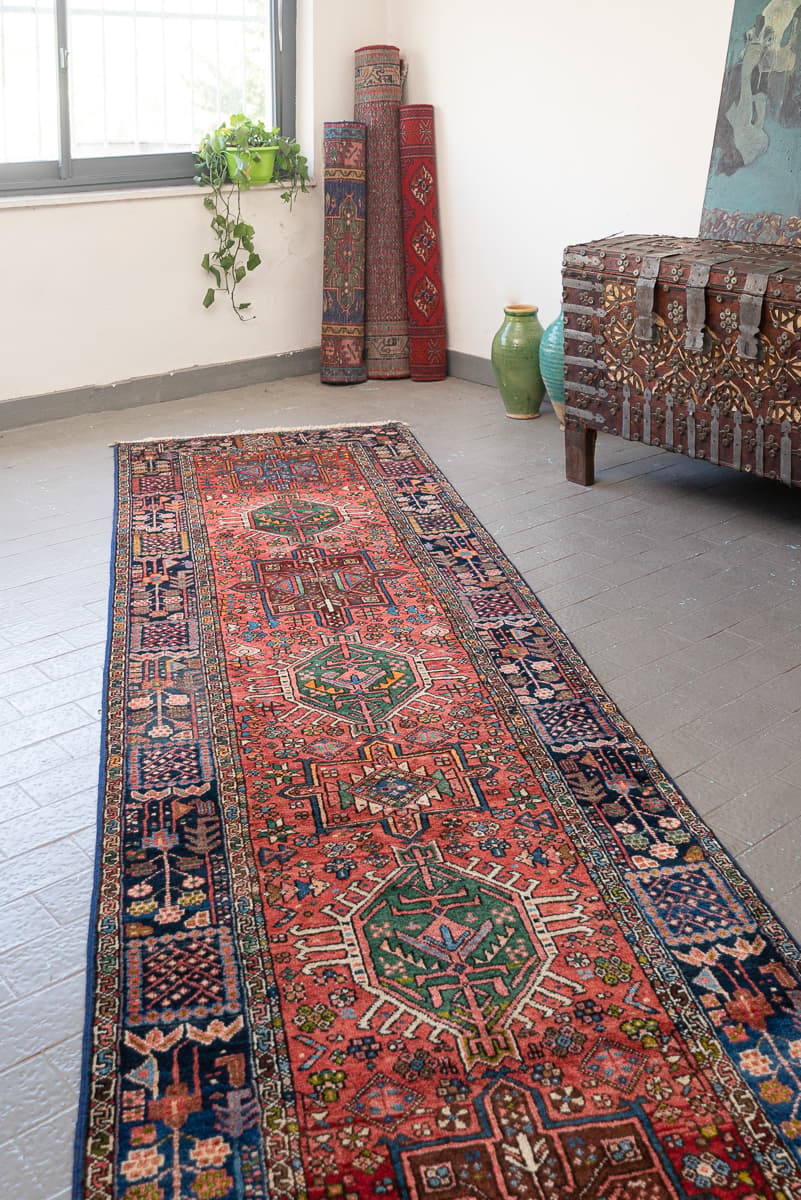Antique Fine Qaraja Persian Runner Rug