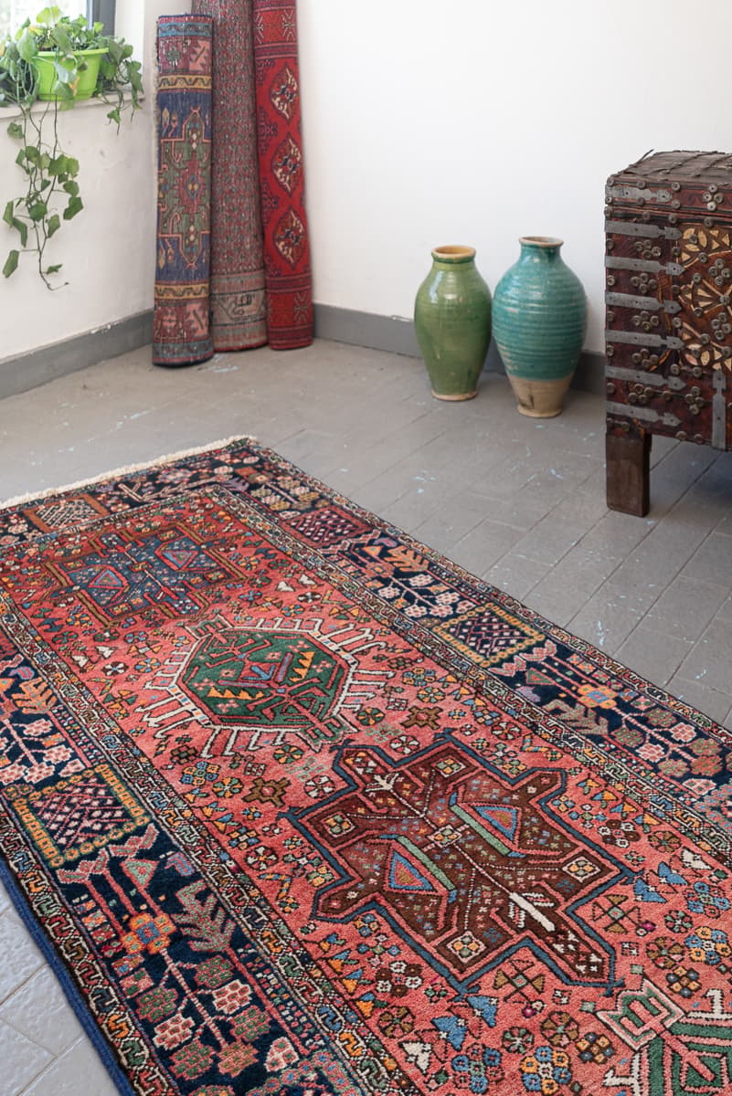 Antique Fine Qaraja Persian Runner Rug
