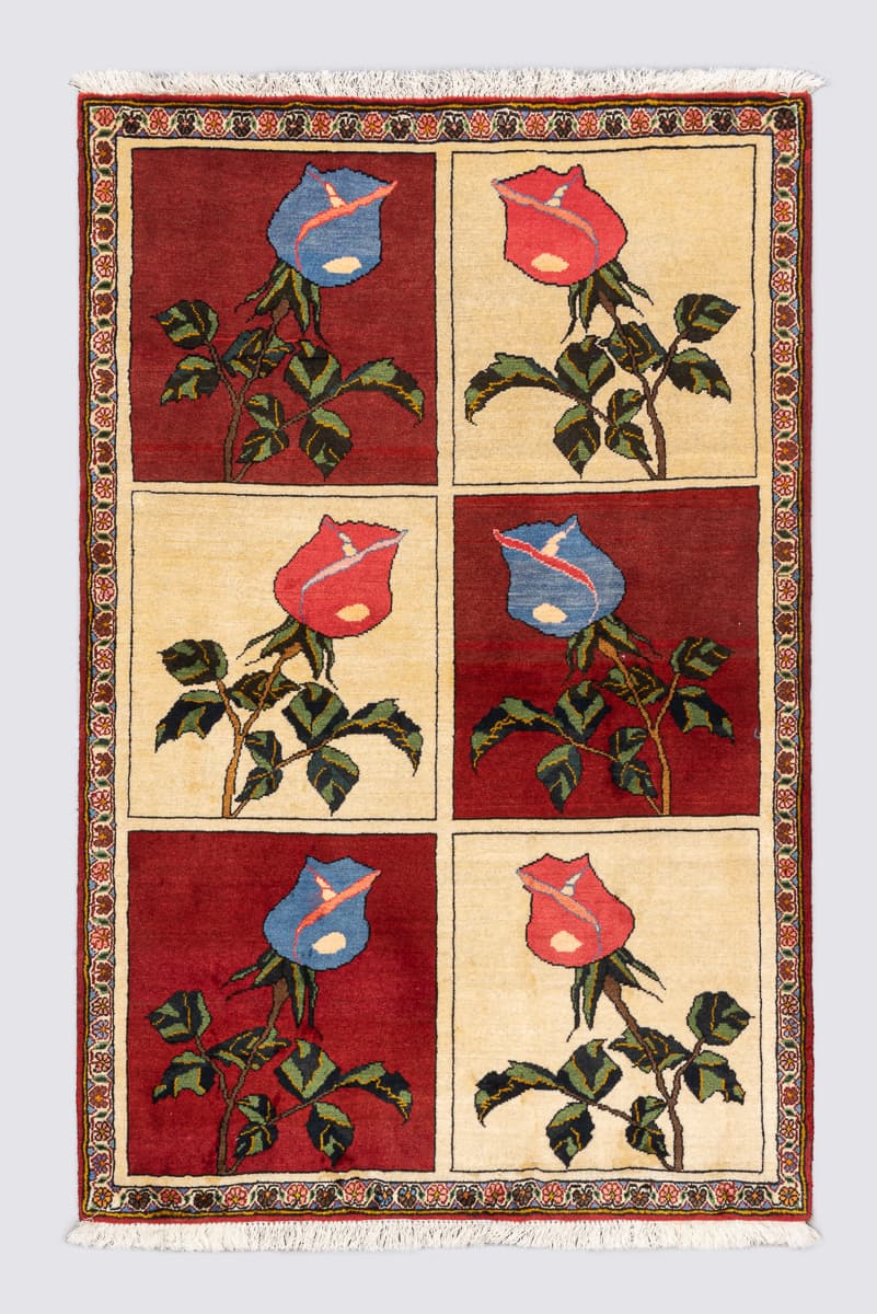 Fine Bakhtiari Poppy Frames Persian Rug