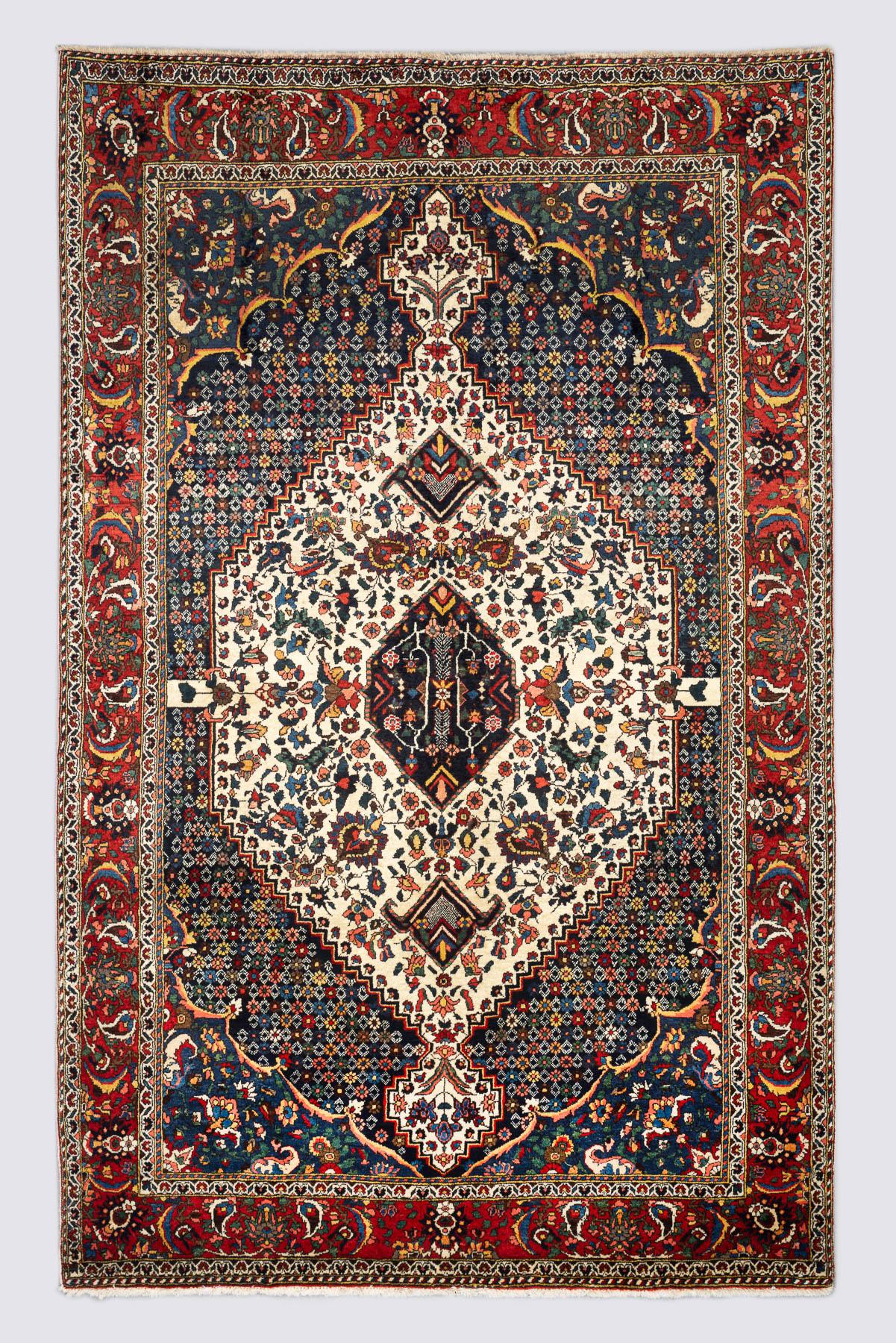 Fine Bakhtiari Persian Rug with Ivory Medallion