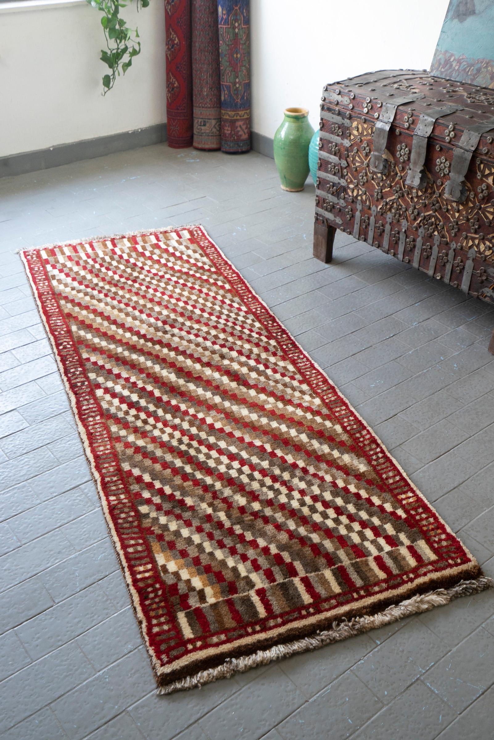 Bakhtiari Checkered Persian Gabbeh Runner