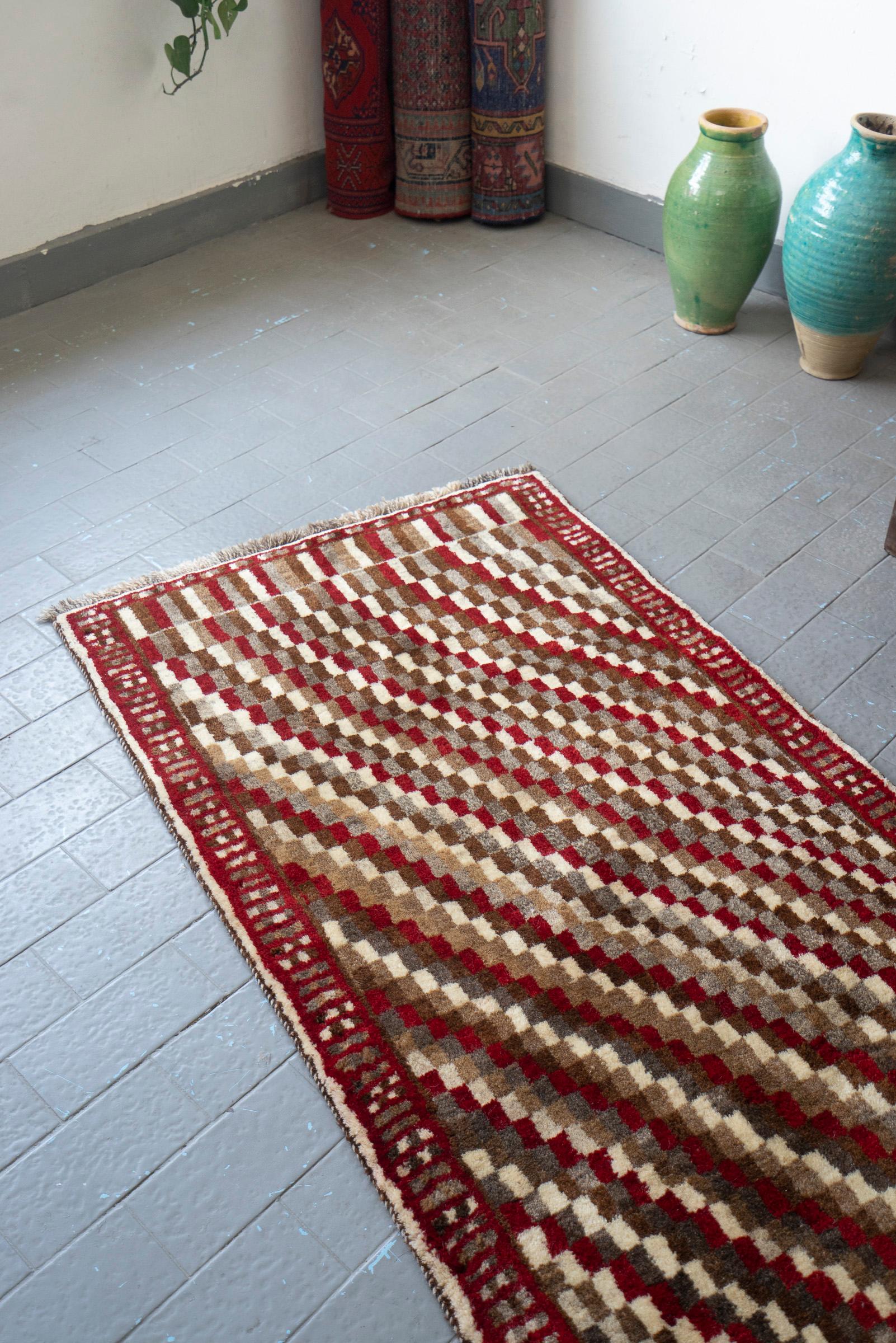 Bakhtiari Checkered Persian Gabbeh Runner