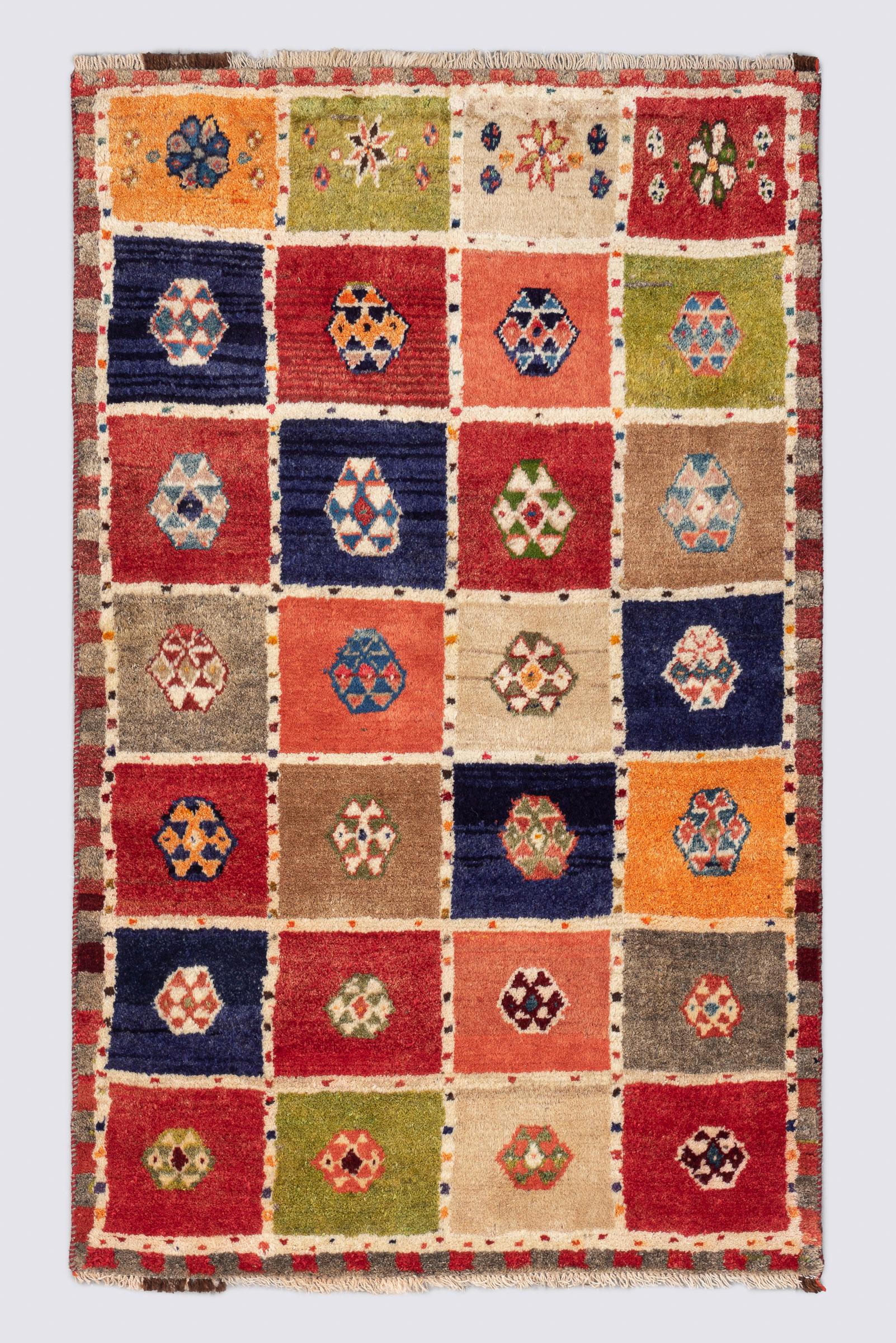 Vintage Bakhtiari Checkered Persian Gabbeh Rug