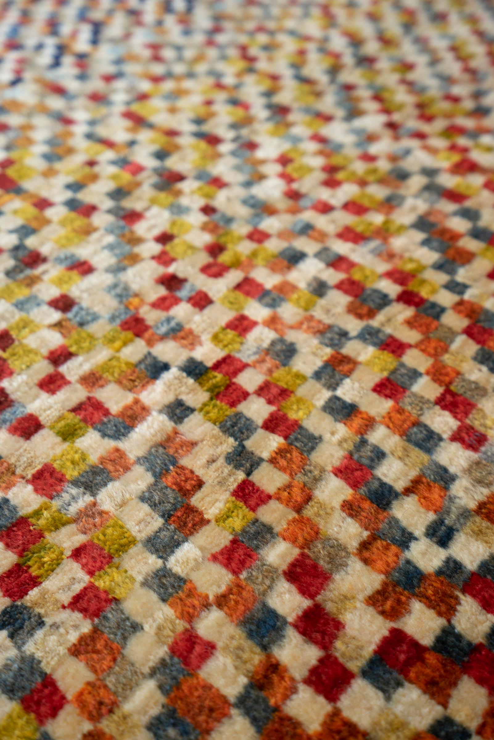 Bijar Checkered Persian Gabbeh Rug
