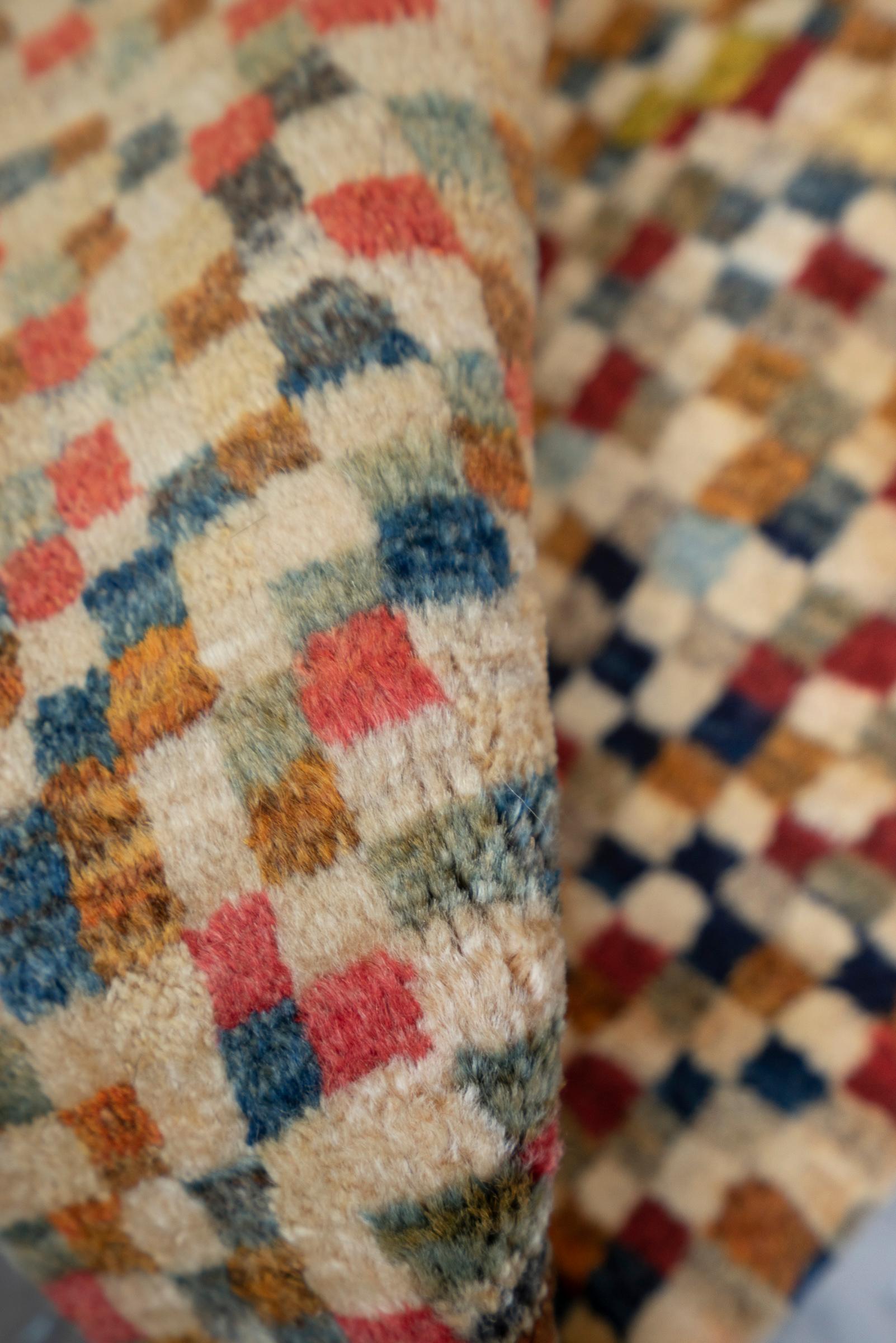Bijar Checkered Persian Gabbeh Rug