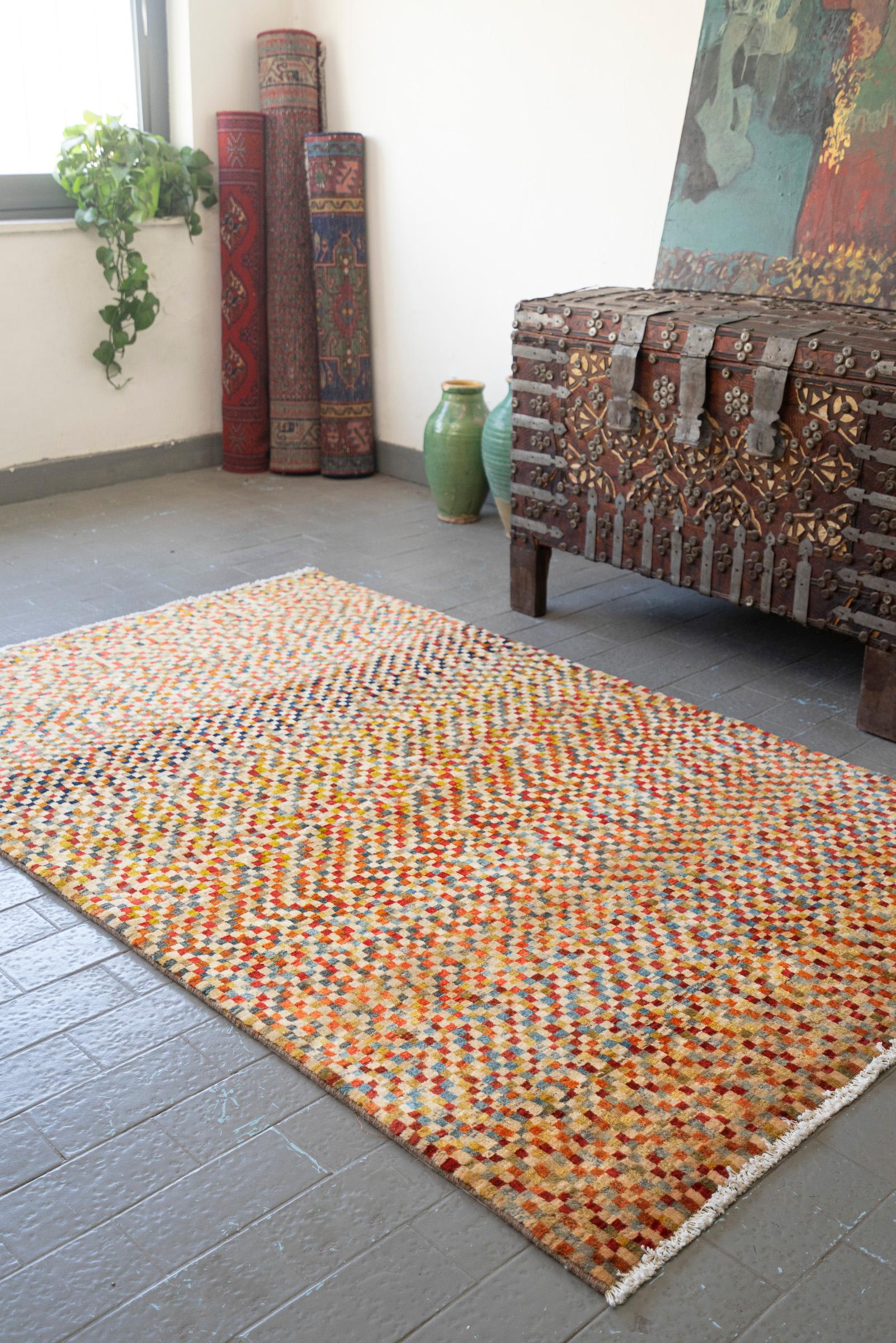 Bijar Checkered Persian Gabbeh Rug