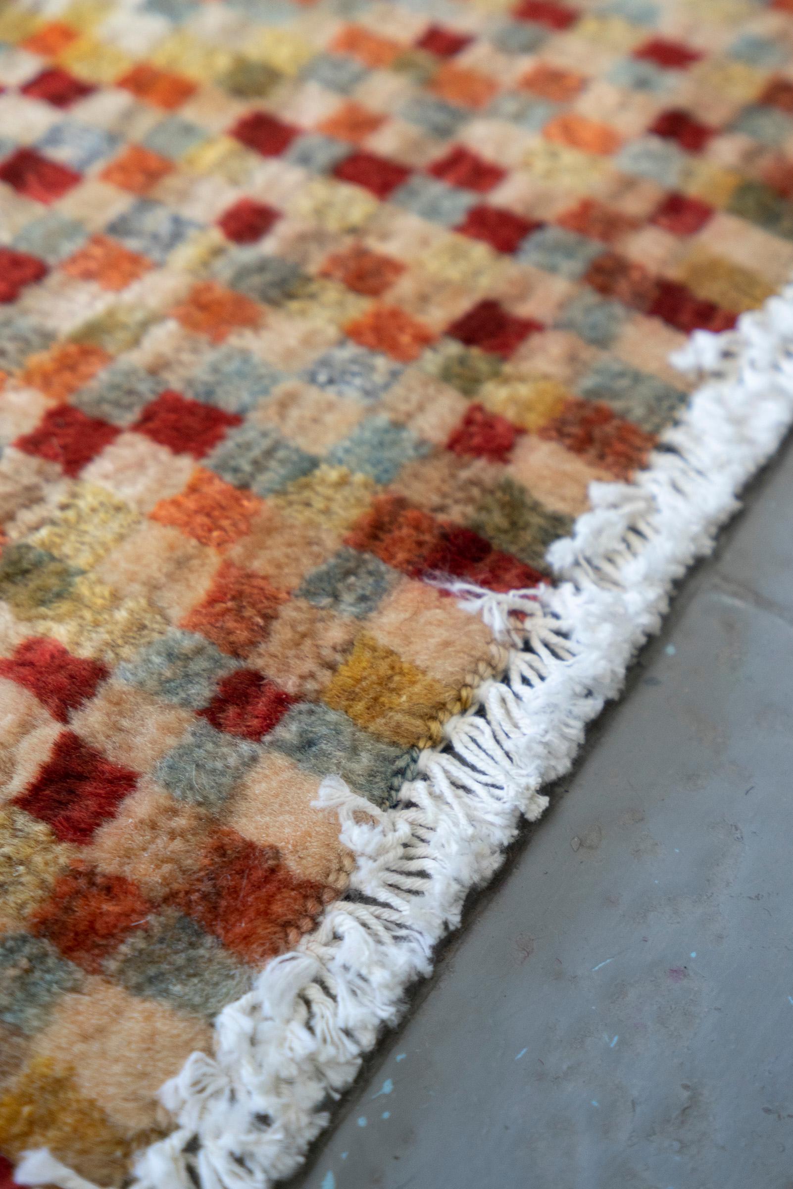 Bijar Checkered Persian Gabbeh Rug