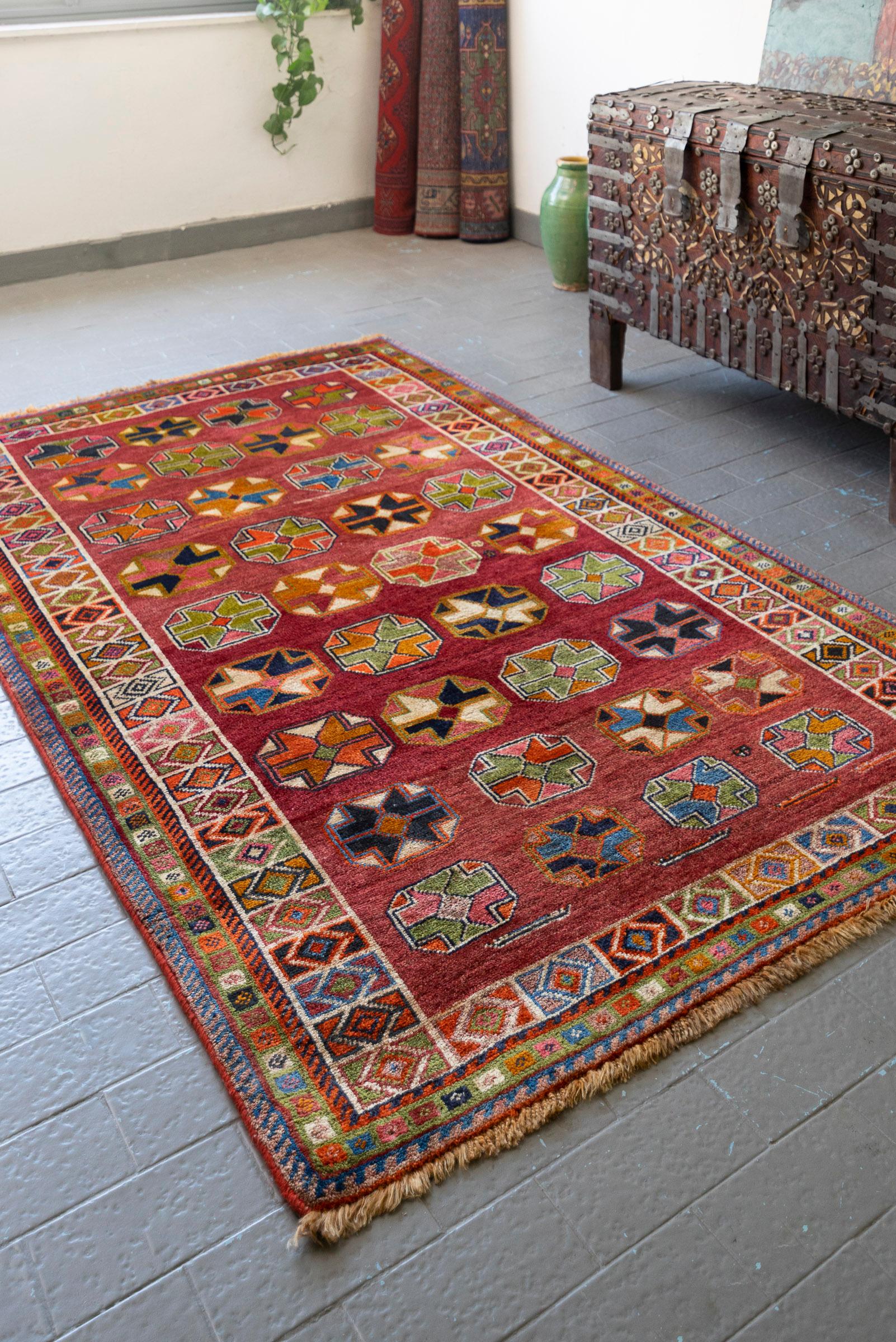 Qashqai DoghozLoo Ghezel Gheichi Persian Gabbeh Rug