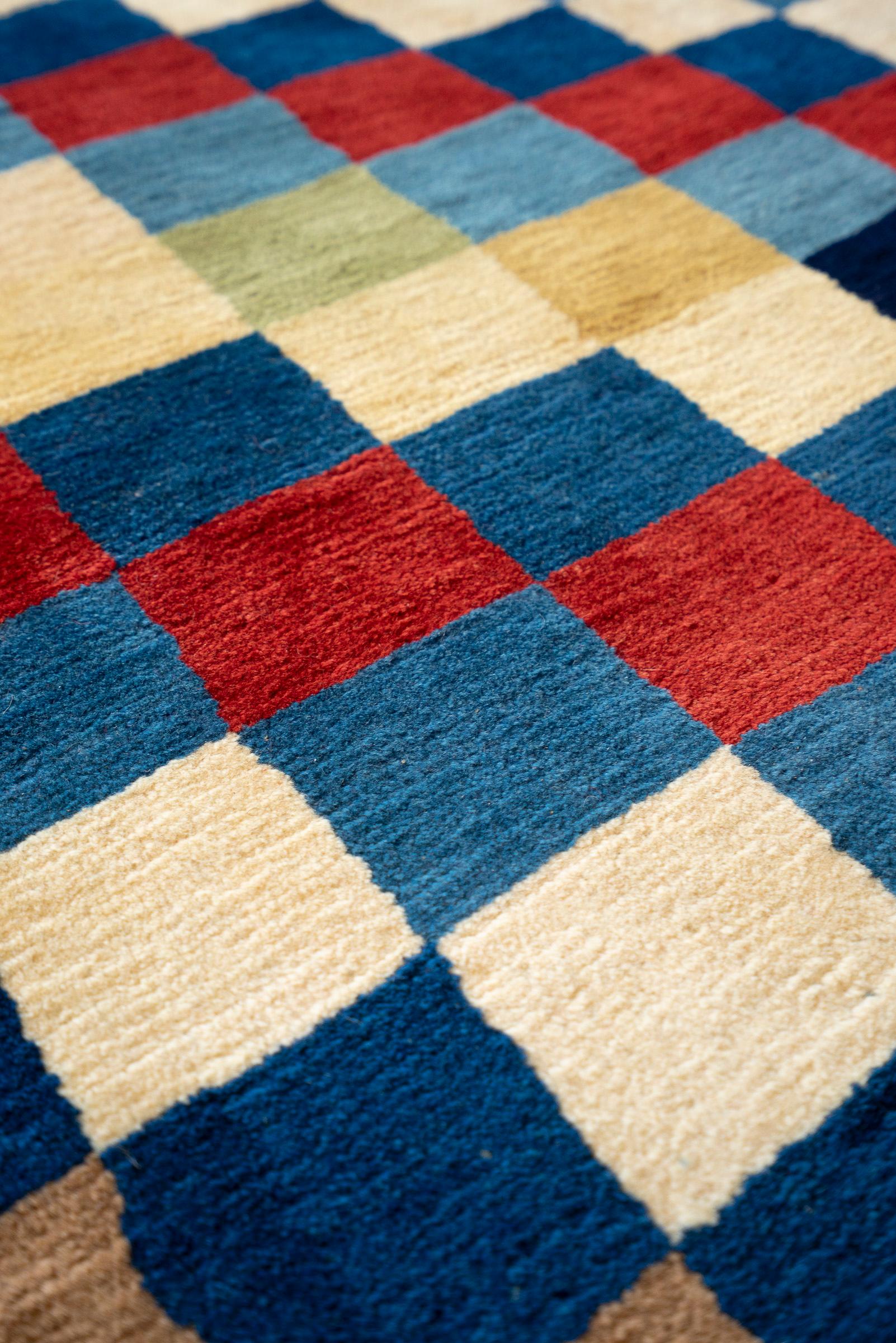 Contemporary Qashqai Checkered Persian Gabbeh Rug