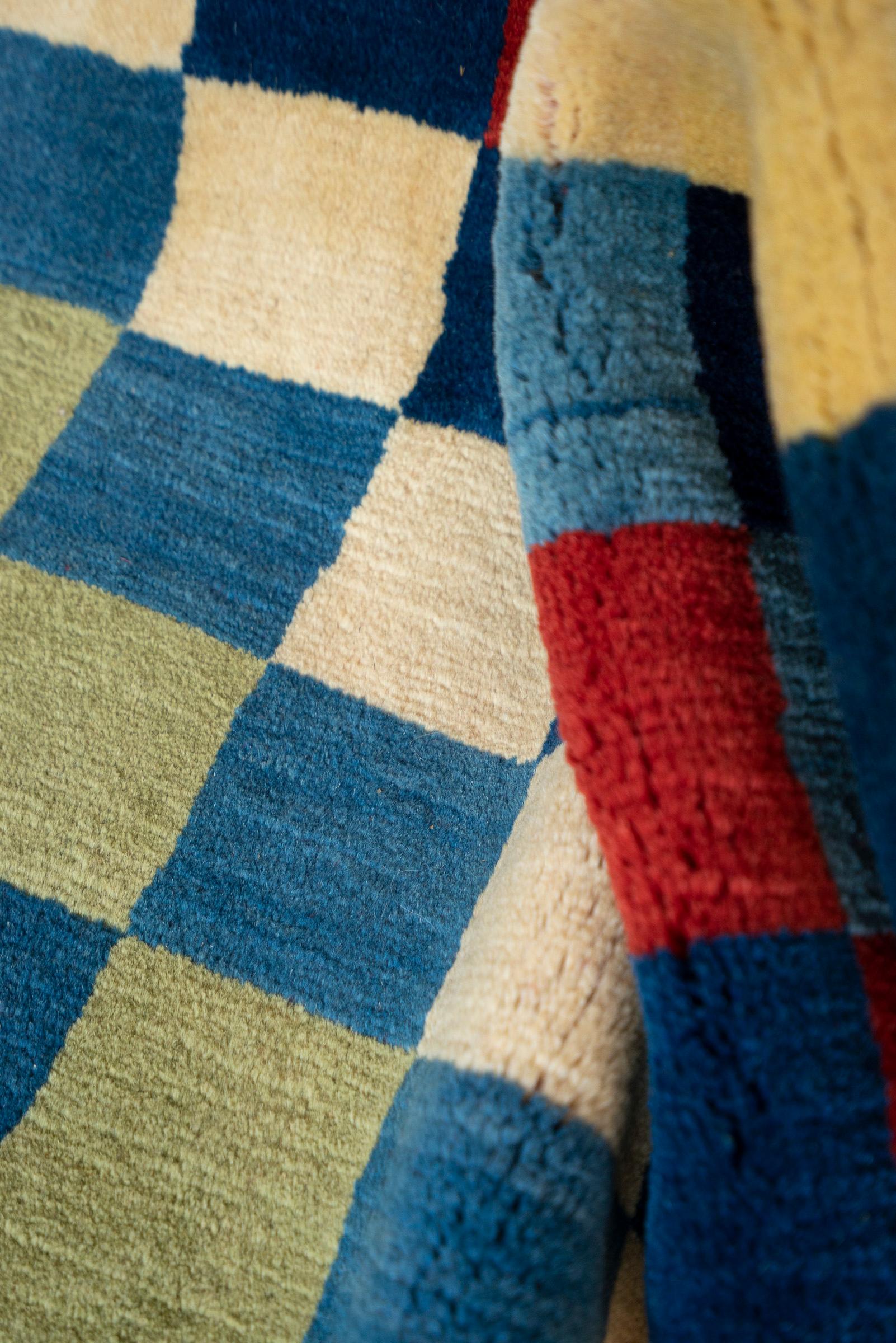 Contemporary Qashqai Checkered Persian Gabbeh Rug