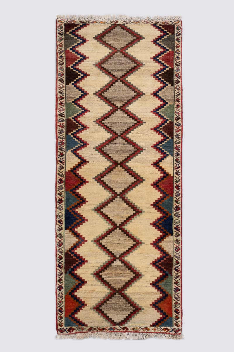 Creamy Shekarlu Persian Gabbeh runner