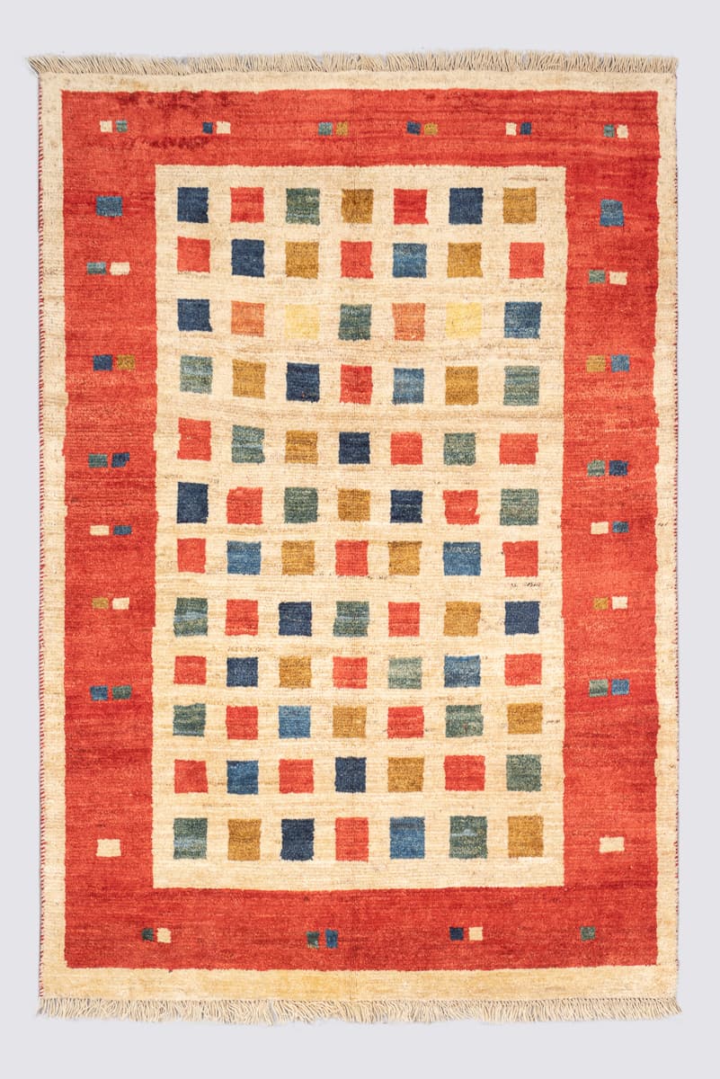 Ivory Field Persian Gabbeh Rug