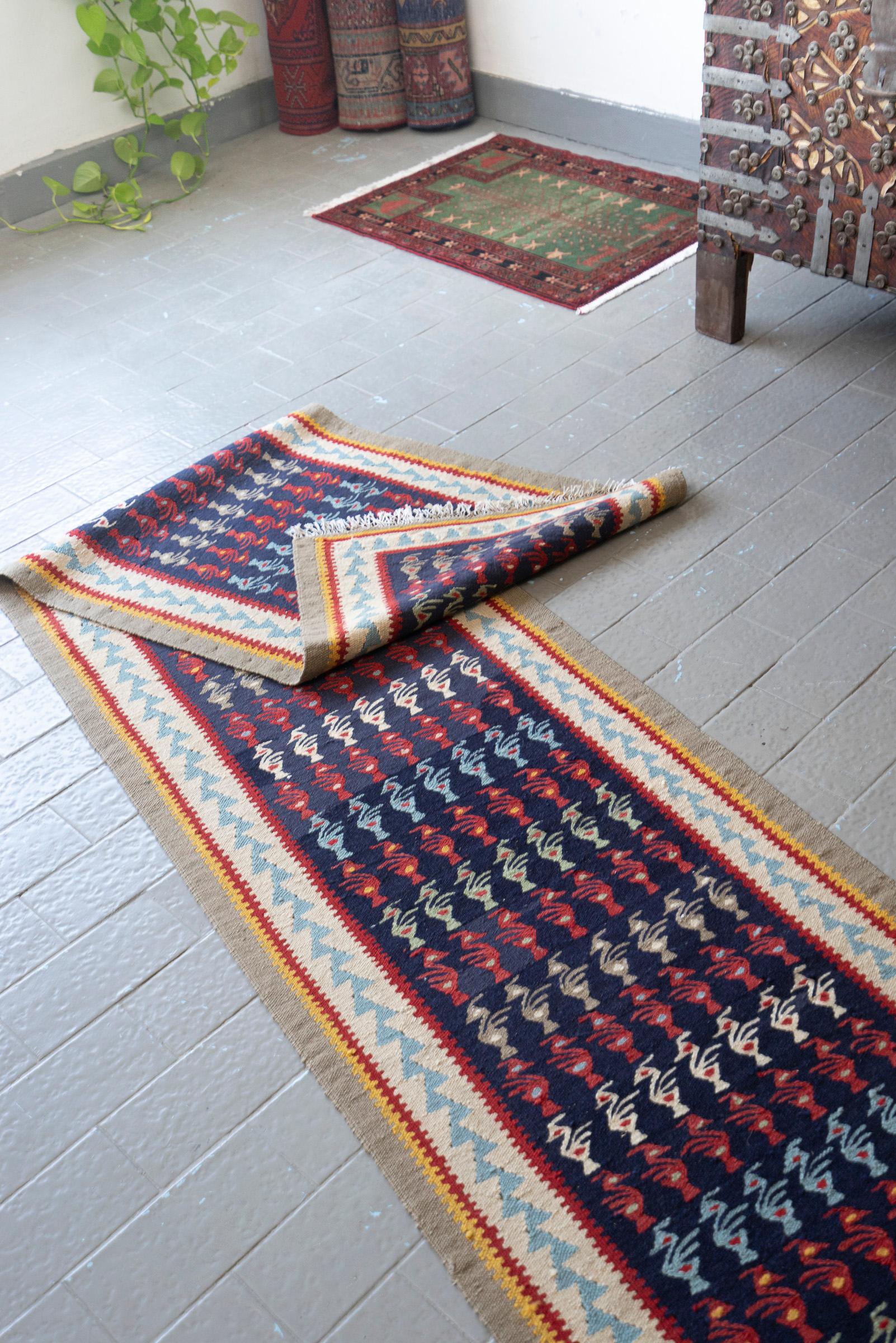 Ardabil Peacock Persian Kilim Runner