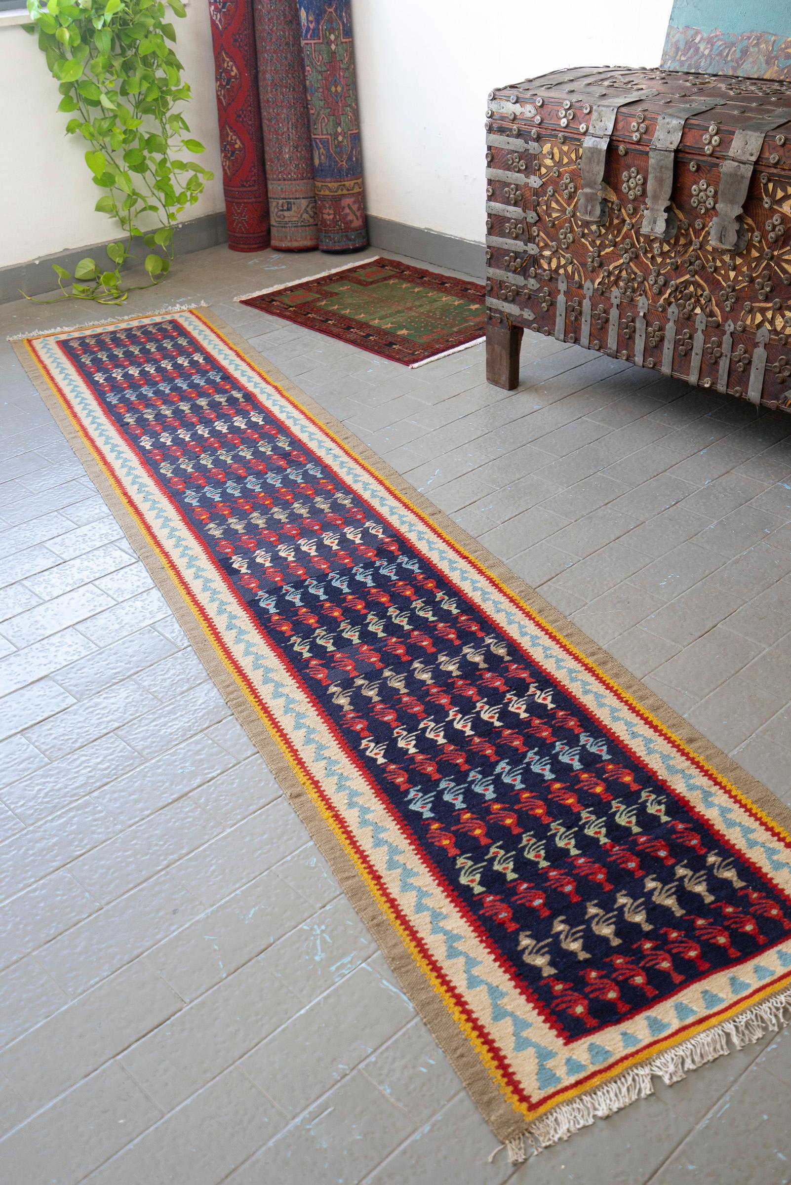 Ardabil Peacock Persian Kilim Runner