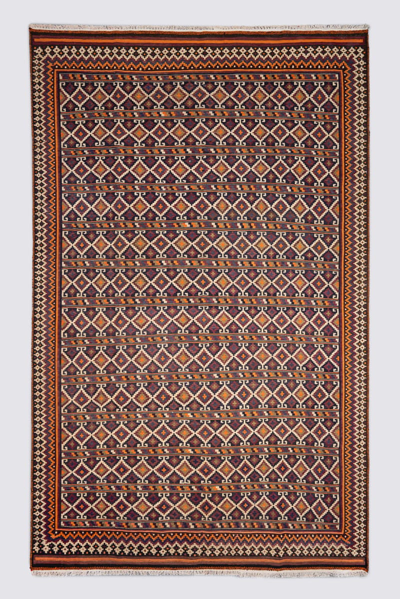 Afshar Oversize Sineriz Persian Kilim Rug, 369x231cm