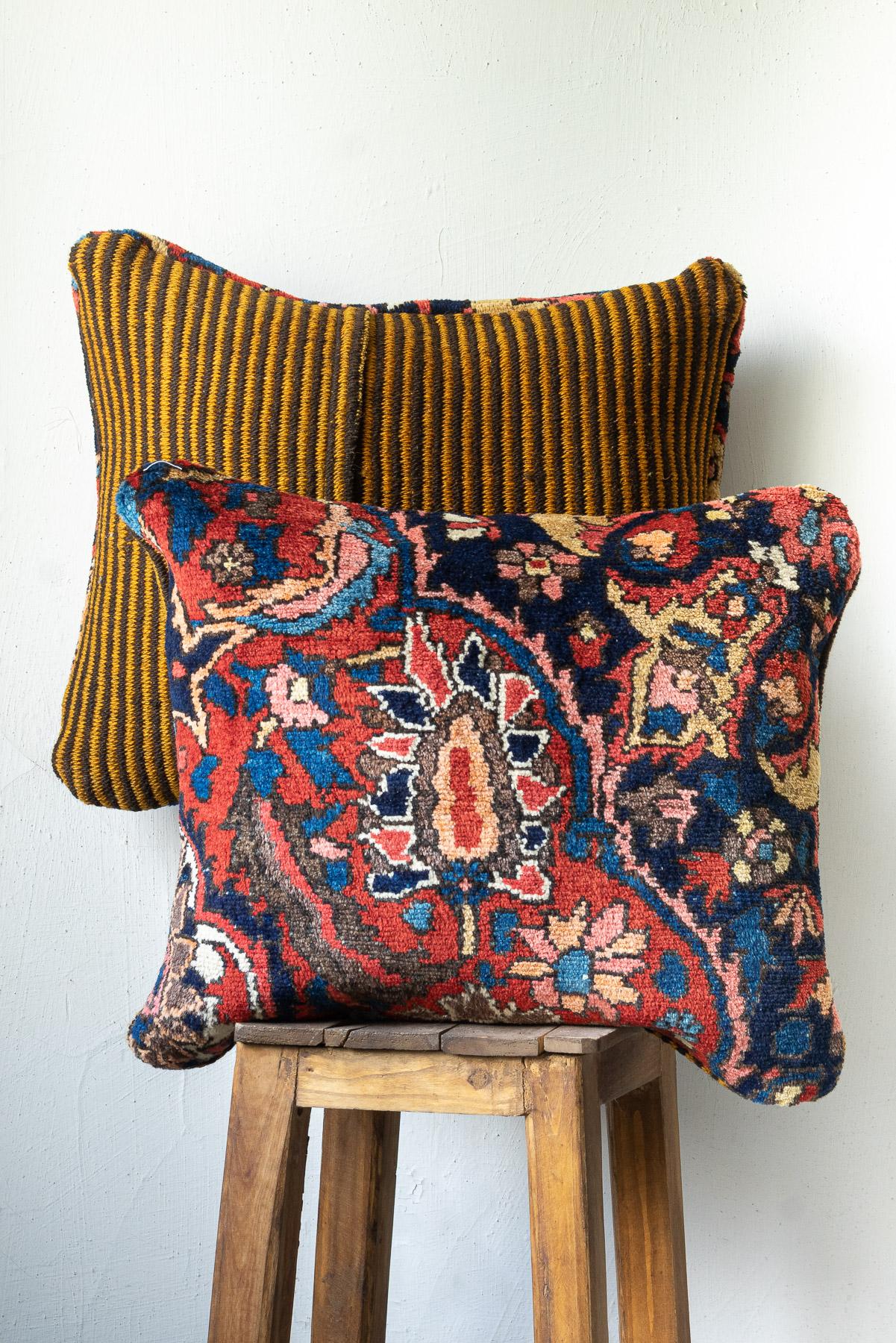 CUS231 Vintage Bakhtiari Carpet Cushion 5