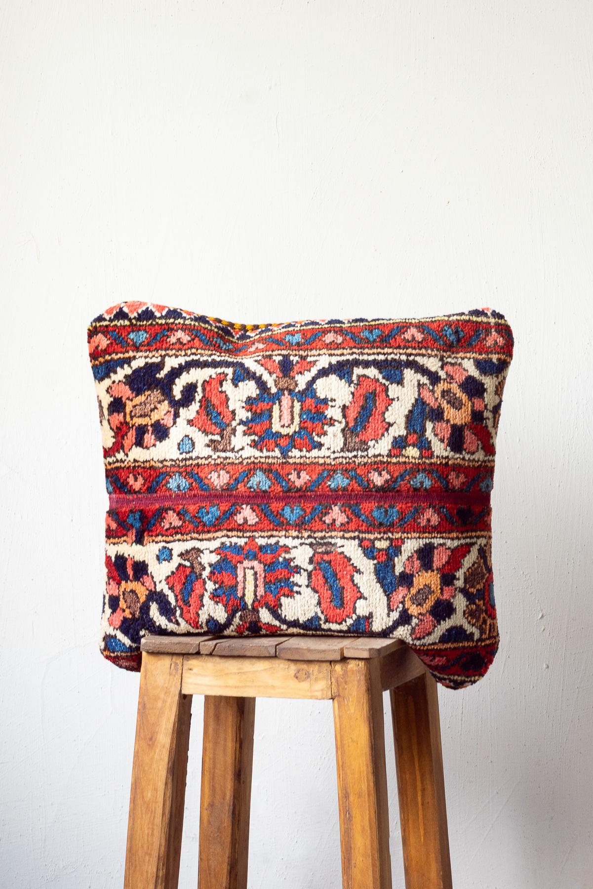 CUS232 2 Vintage Bakhtiari Carpet Cushion