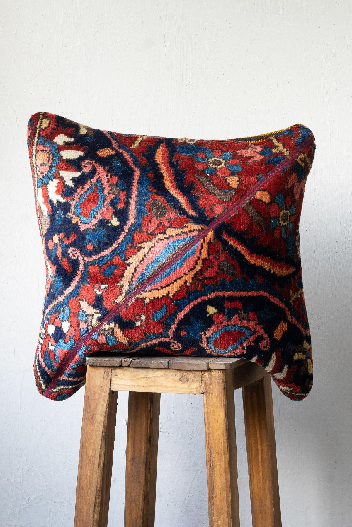 Vintage Bakhtiari Carpet Cushion