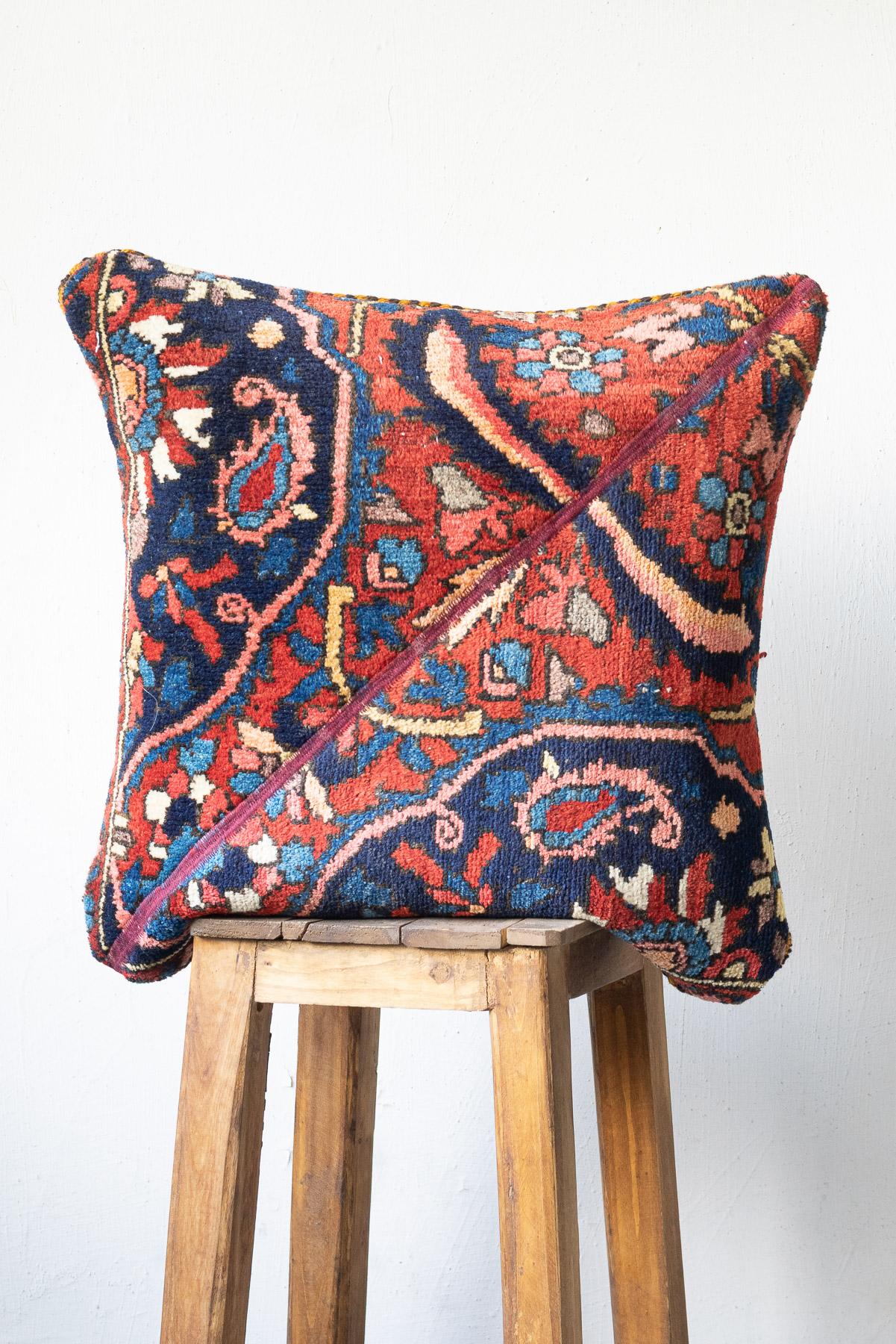 Vintage Bakhtiari Carpet Cushion