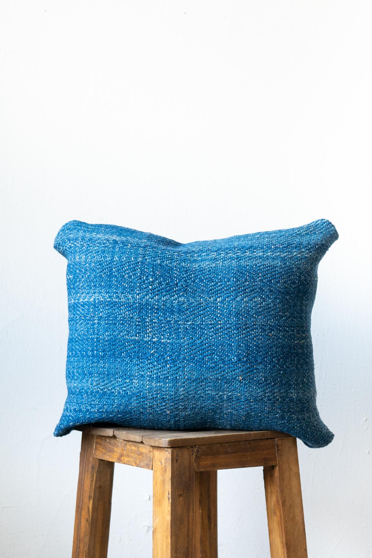 Simple Dark Blue Kilim Cushion