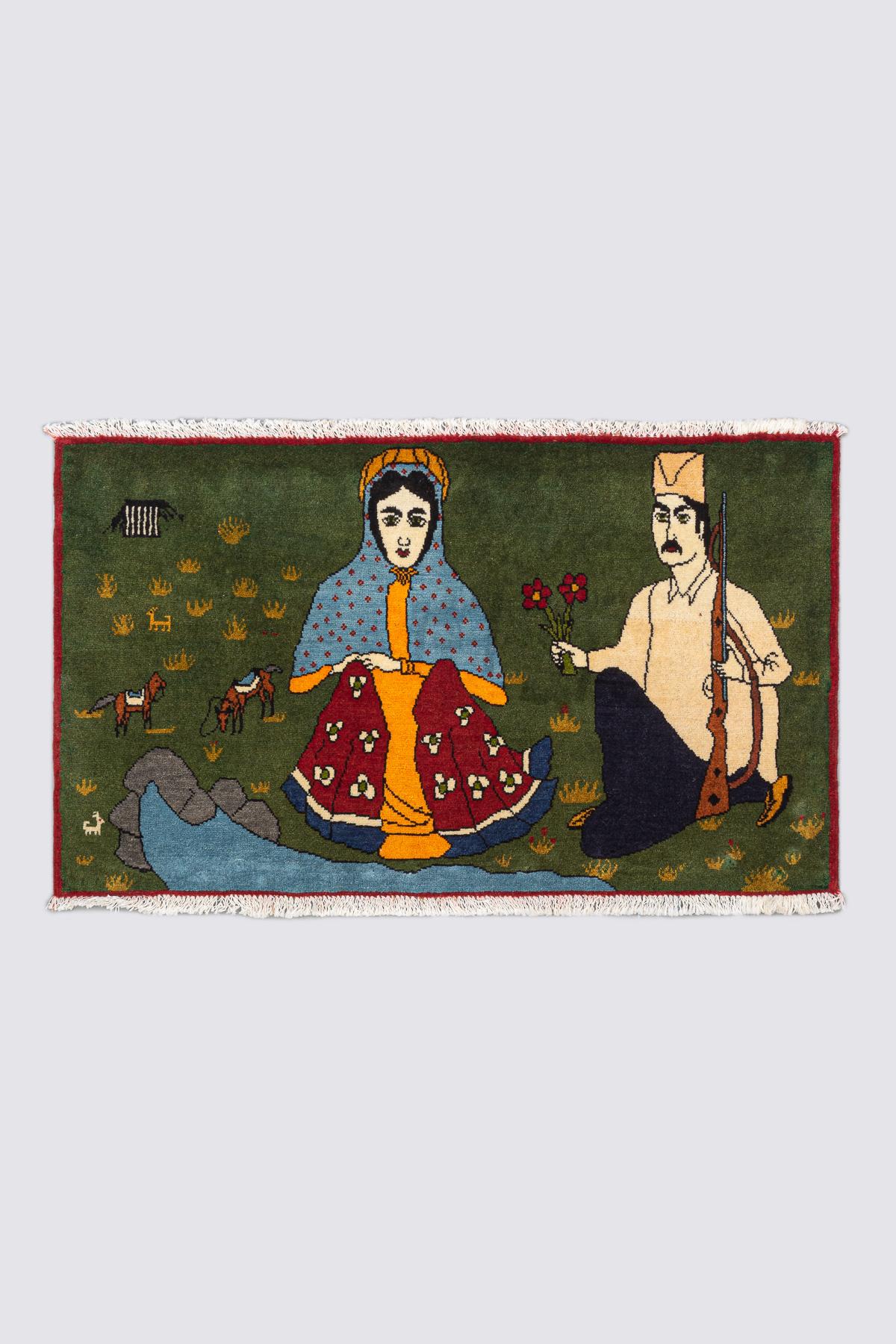 Vintage Qashqai Romance Pictorial Carpet