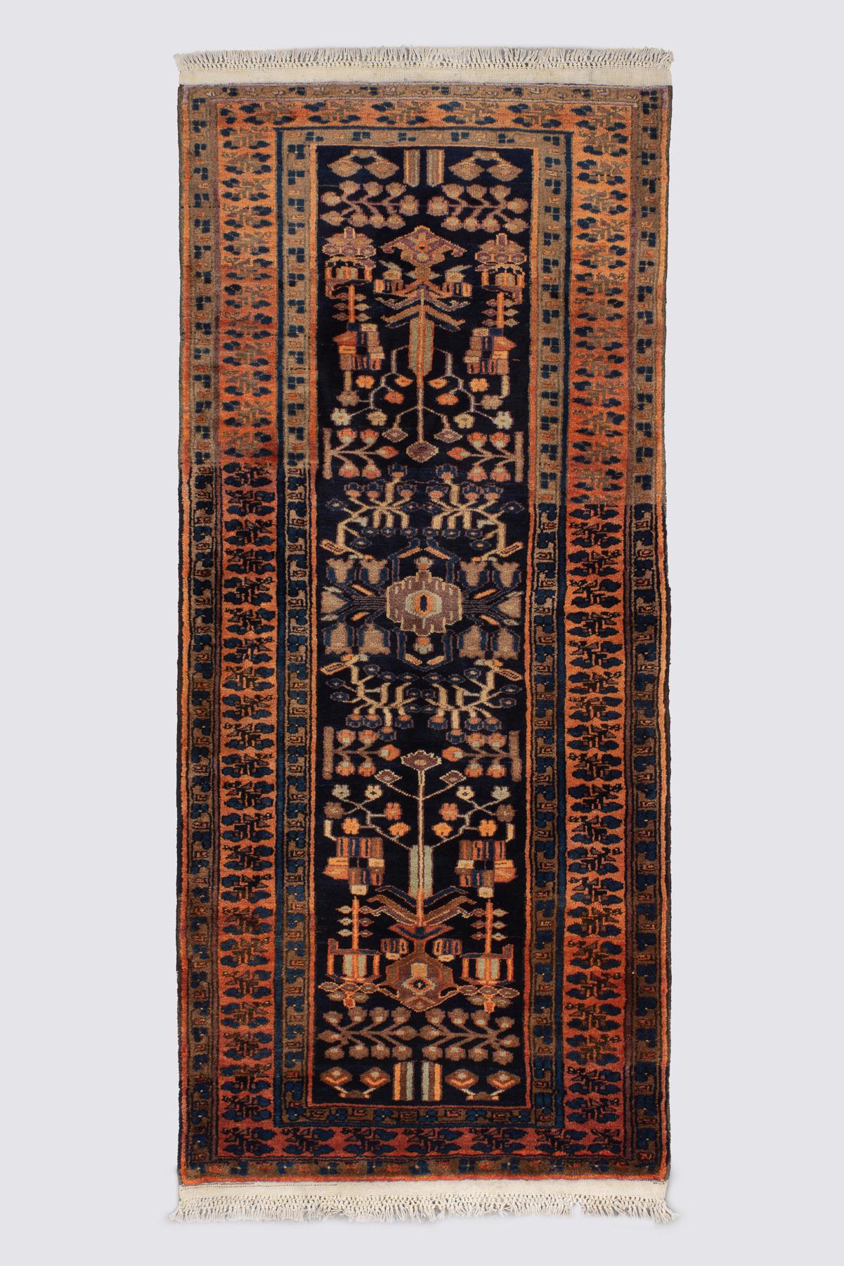 Antique Taleghan Double Tree of Life Persian Rug, Early 20th Century, 270x116cm