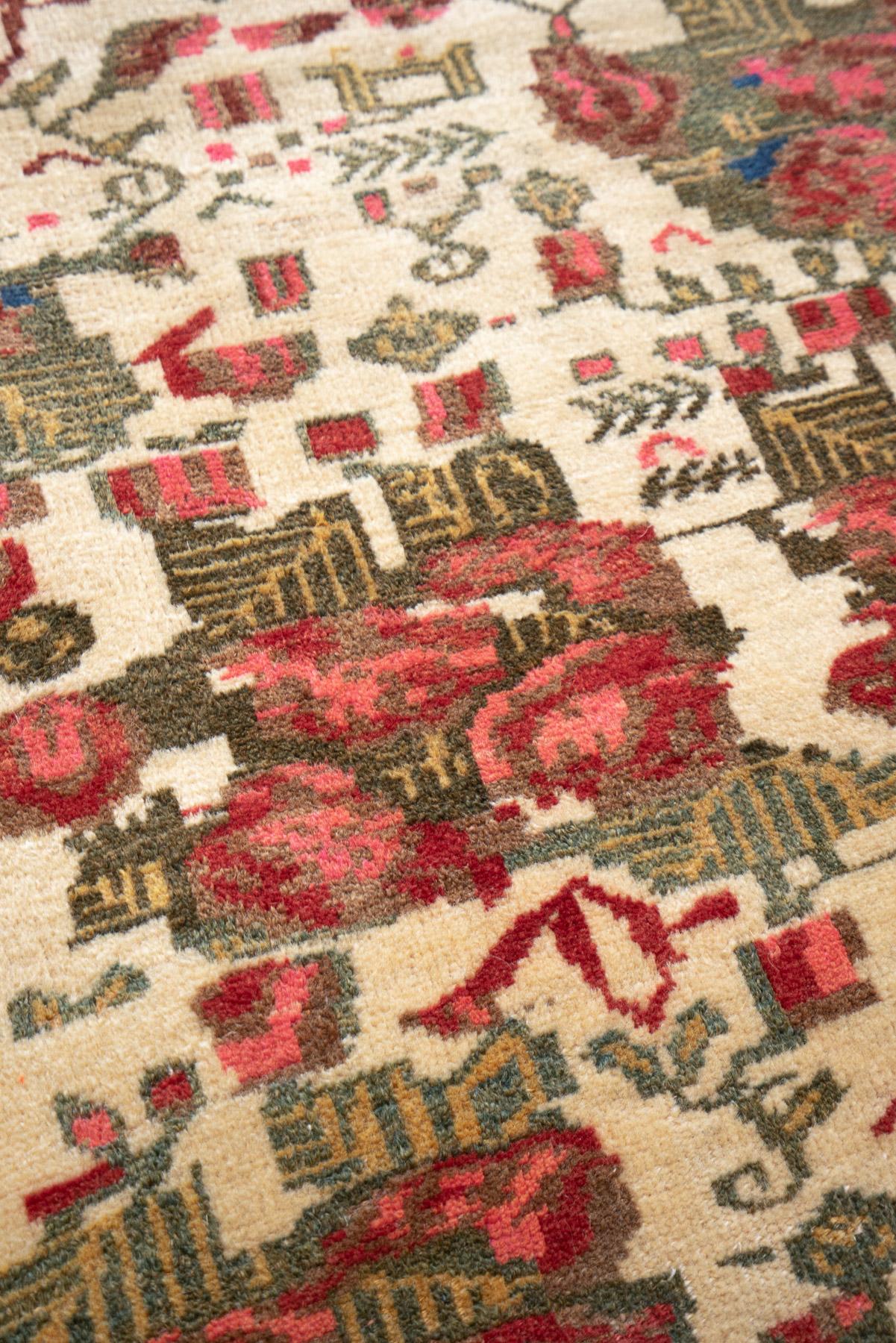 RCA391 Antique Afshar Sirjan Rose Bushes Carpet 5
